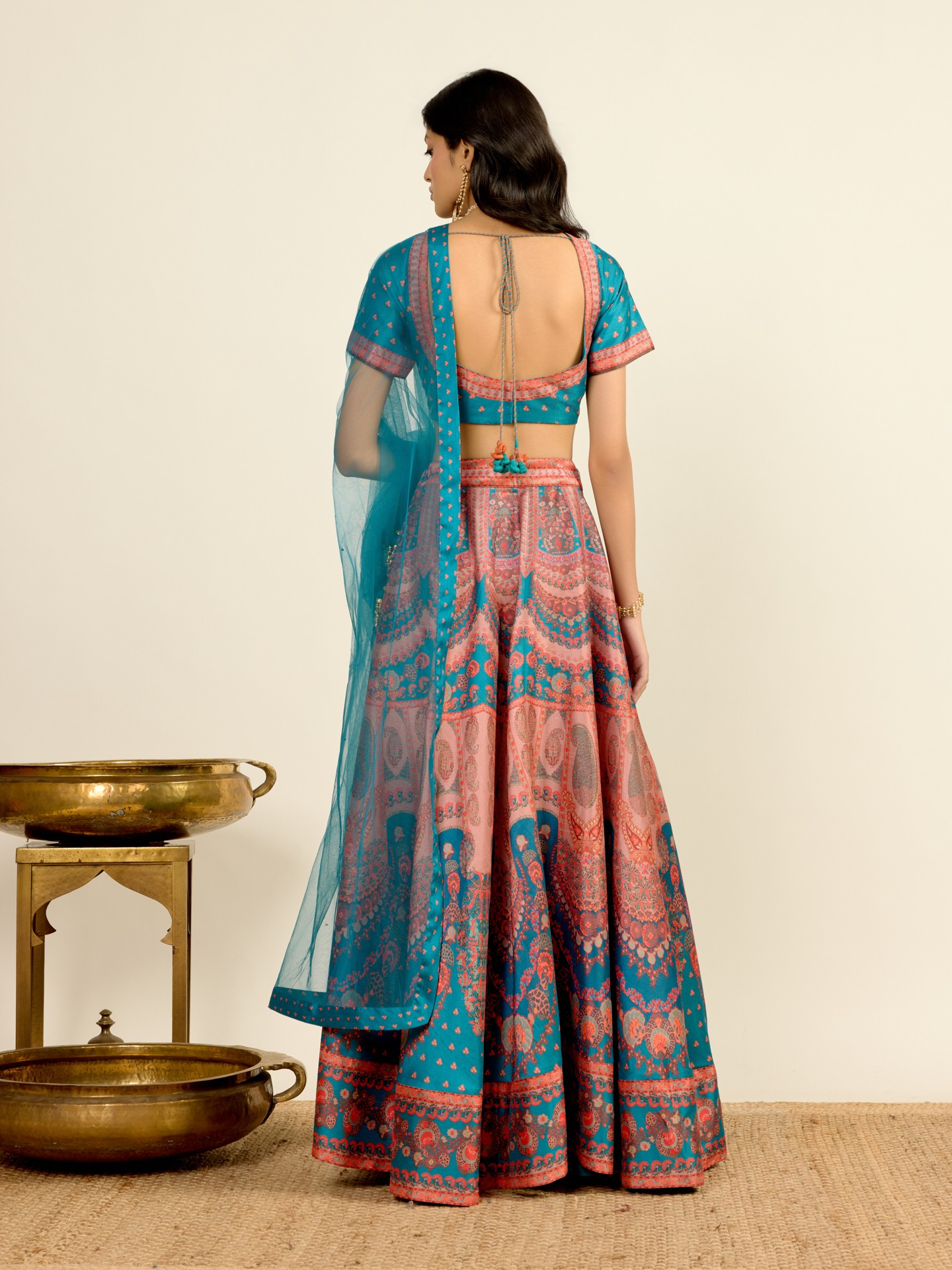 Teal Printed Lehenga