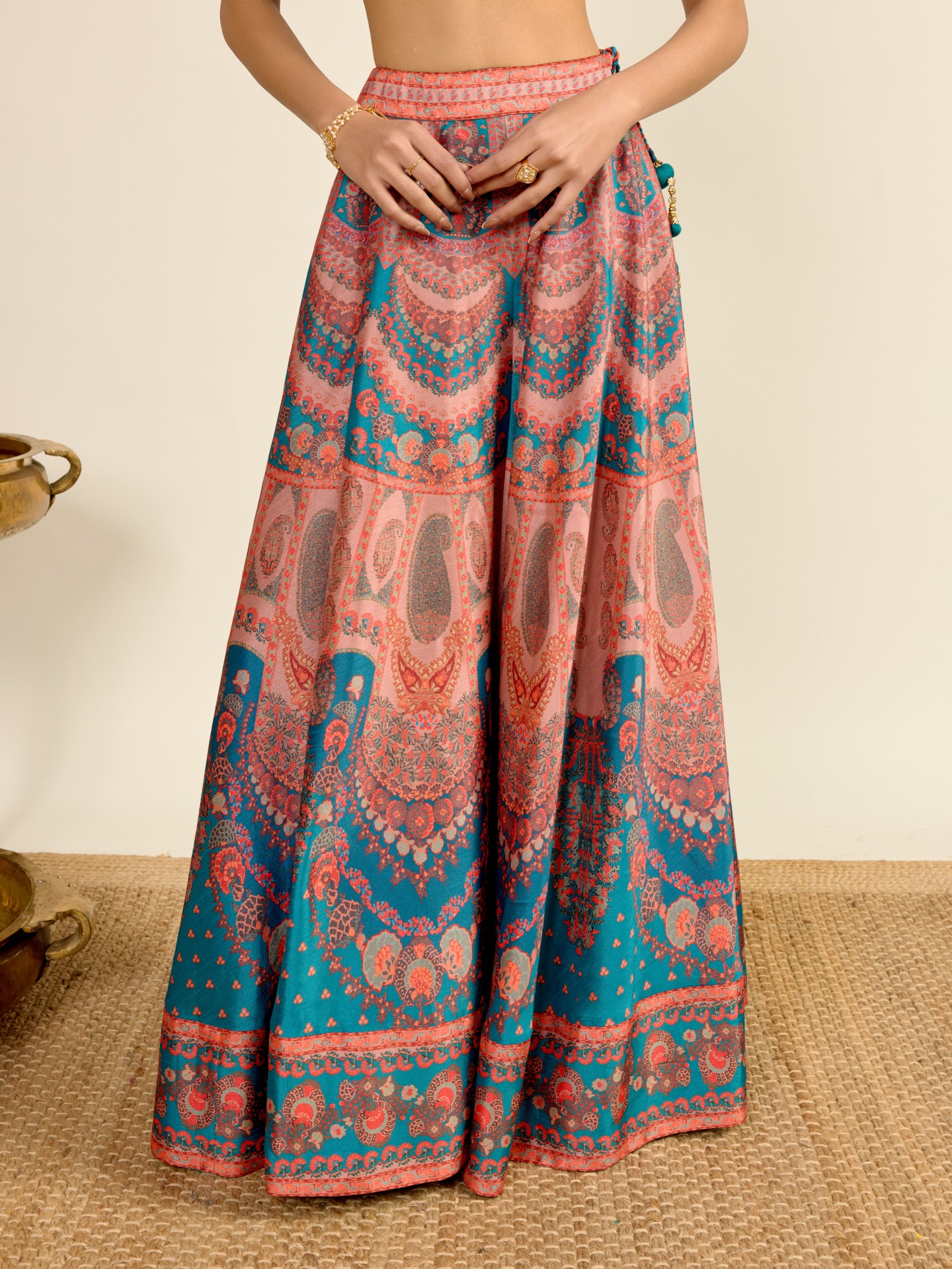 Teal Printed Lehenga