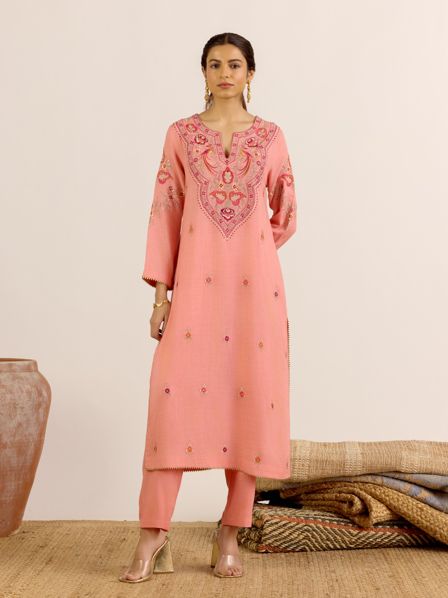Coral Rumi Solid Suit Set