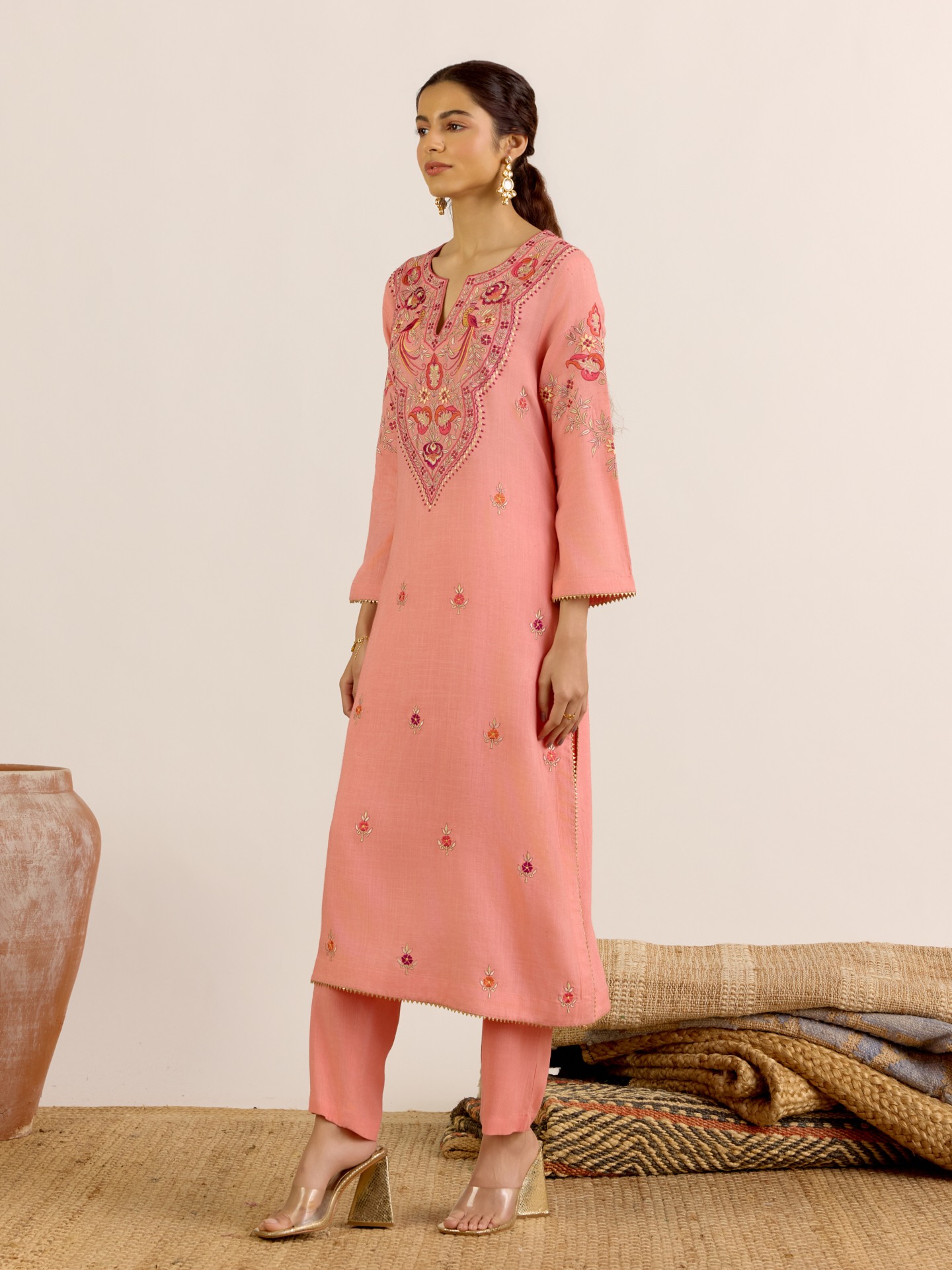 Coral Rumi Solid Suit Set