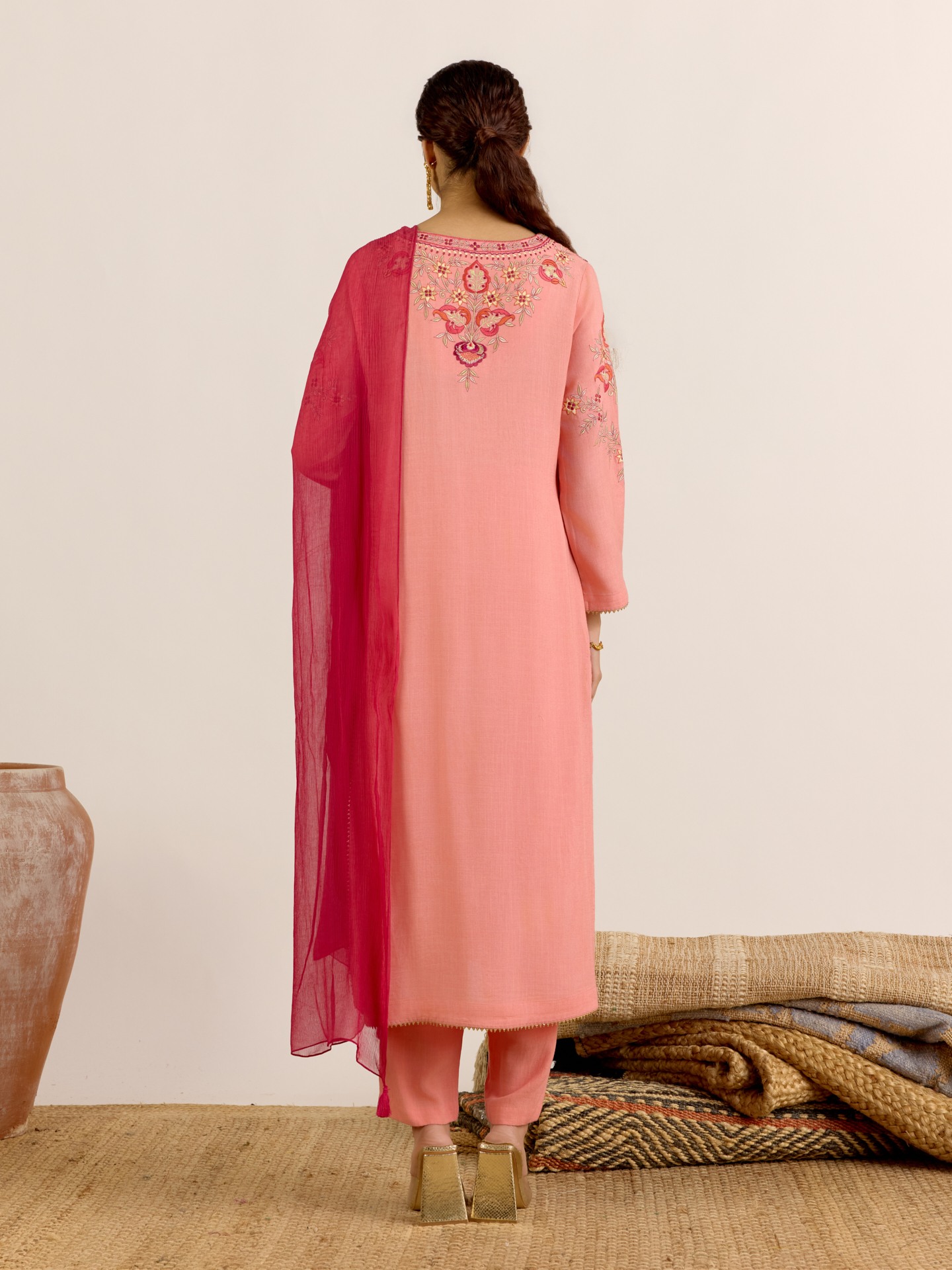Coral Rumi Solid Suit Set