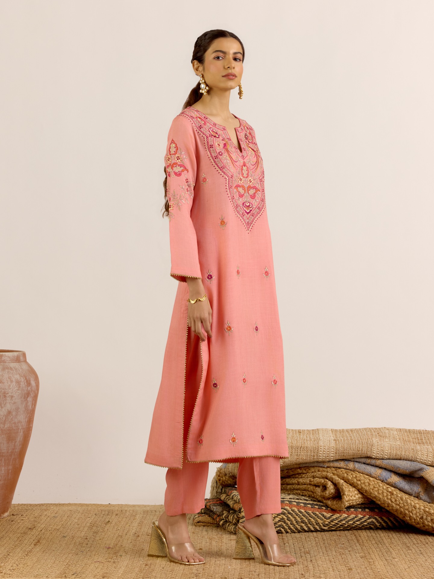 Coral Rumi Solid Suit Set
