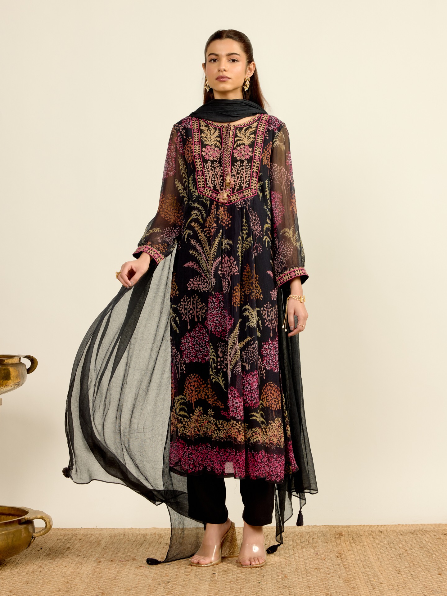 Black Palm Tree Suit Set