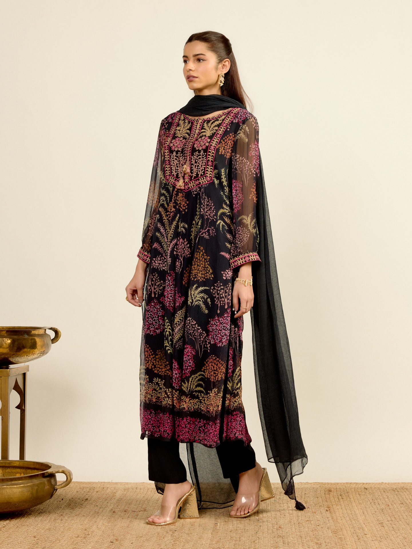Black Palm Tree Suit Set