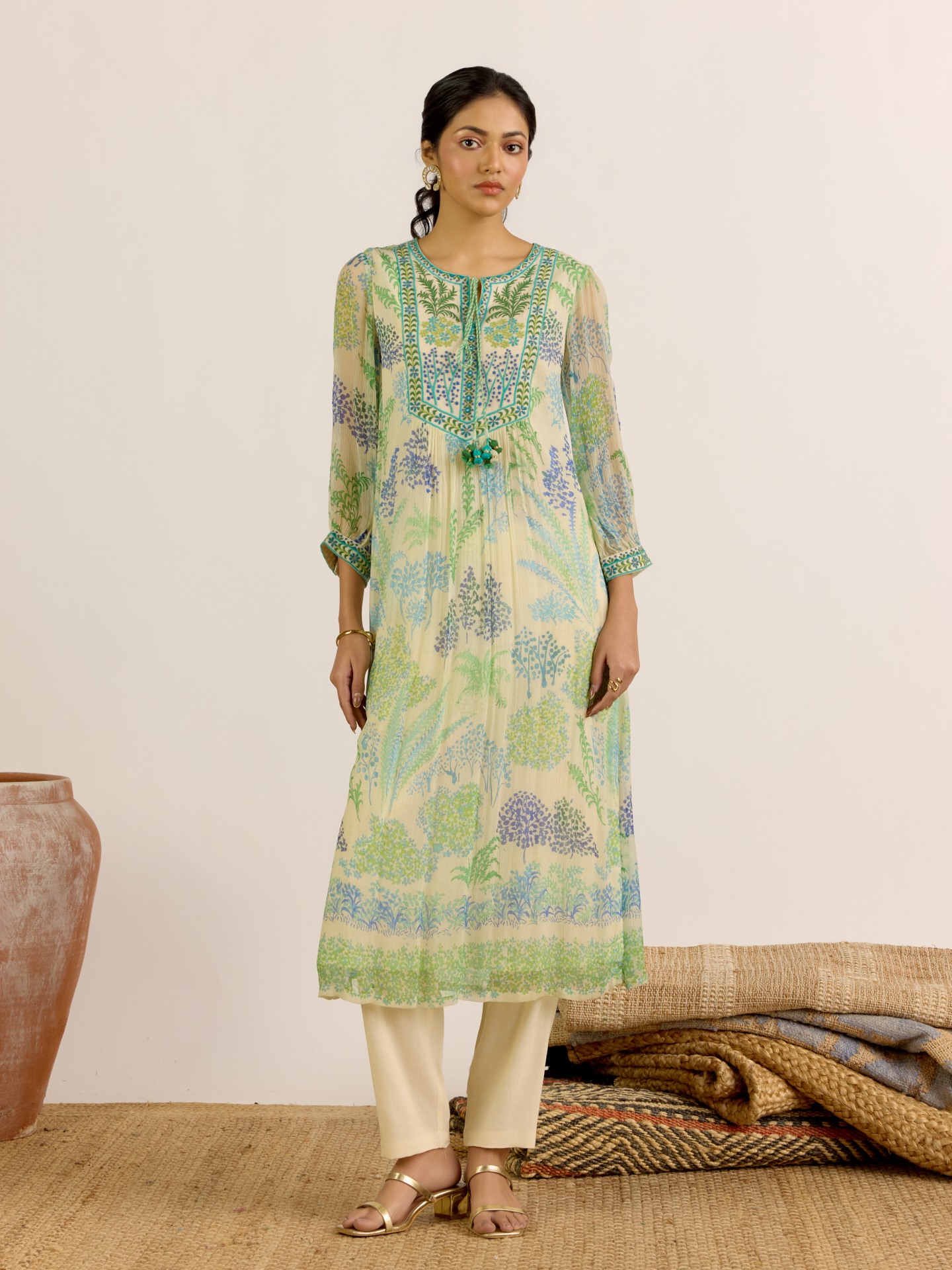 Ecru Palm Tree Suit Set