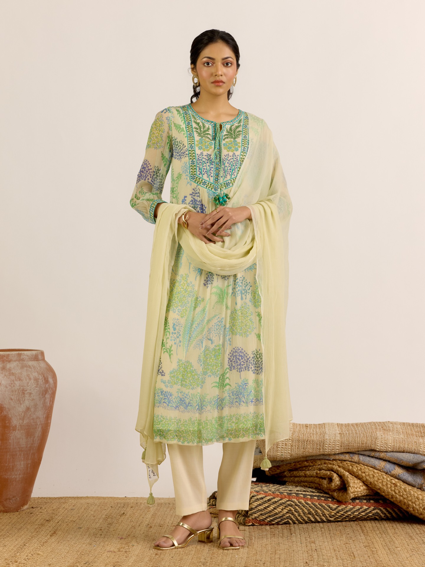 Ecru Palm Tree Suit Set