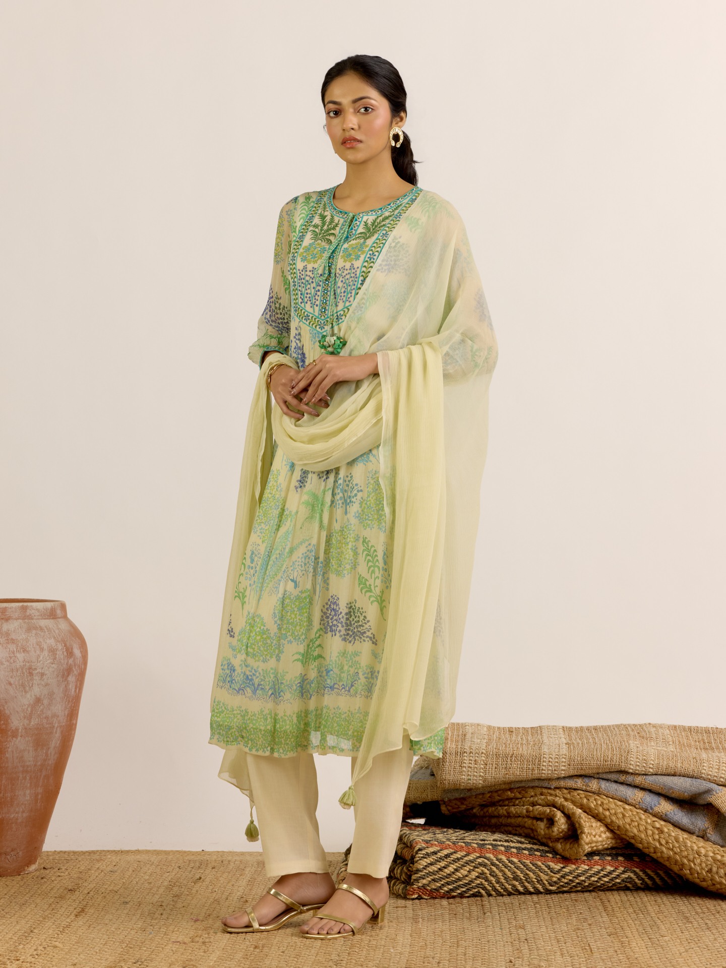 Ecru Palm Tree Suit Set
