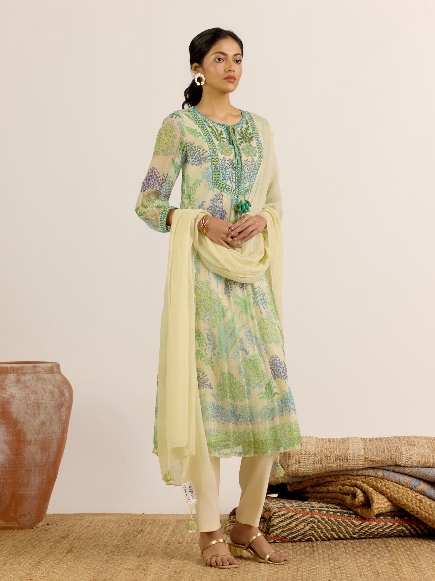 Ecru Palm Tree Suit Set