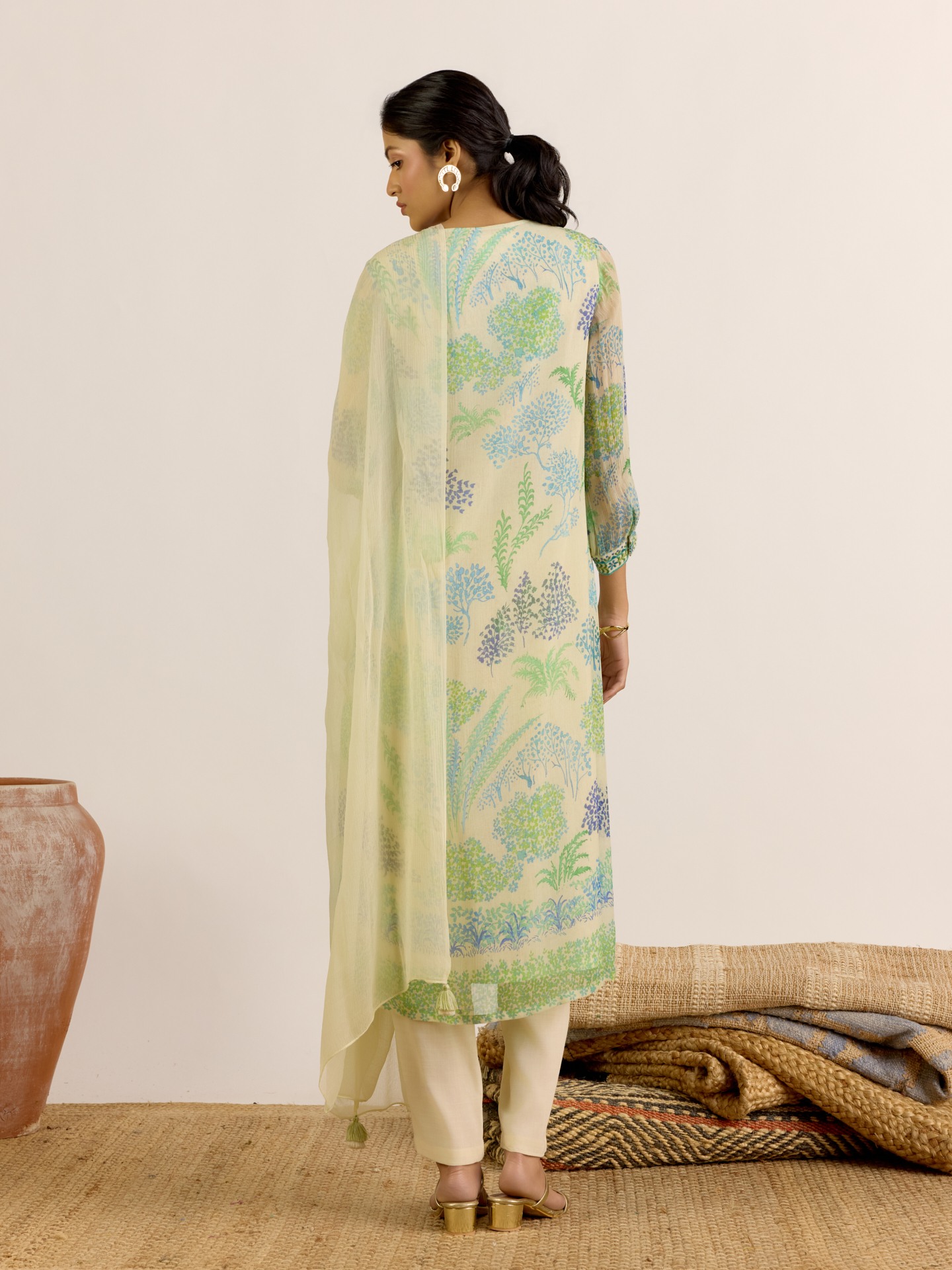 Ecru Palm Tree Suit Set