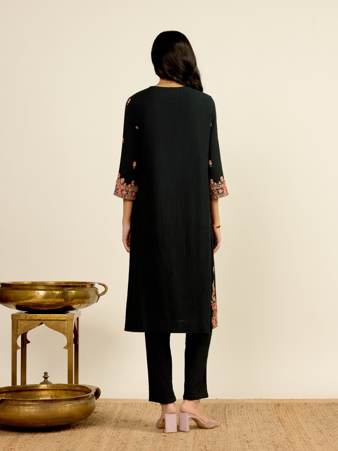 Black Reya Solid  Suit Set