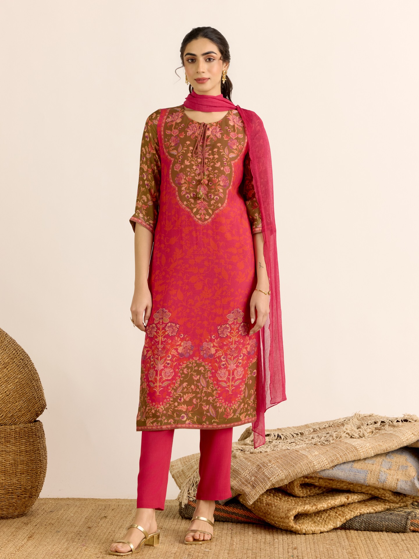 Crimson Red Jaslin Suit Set