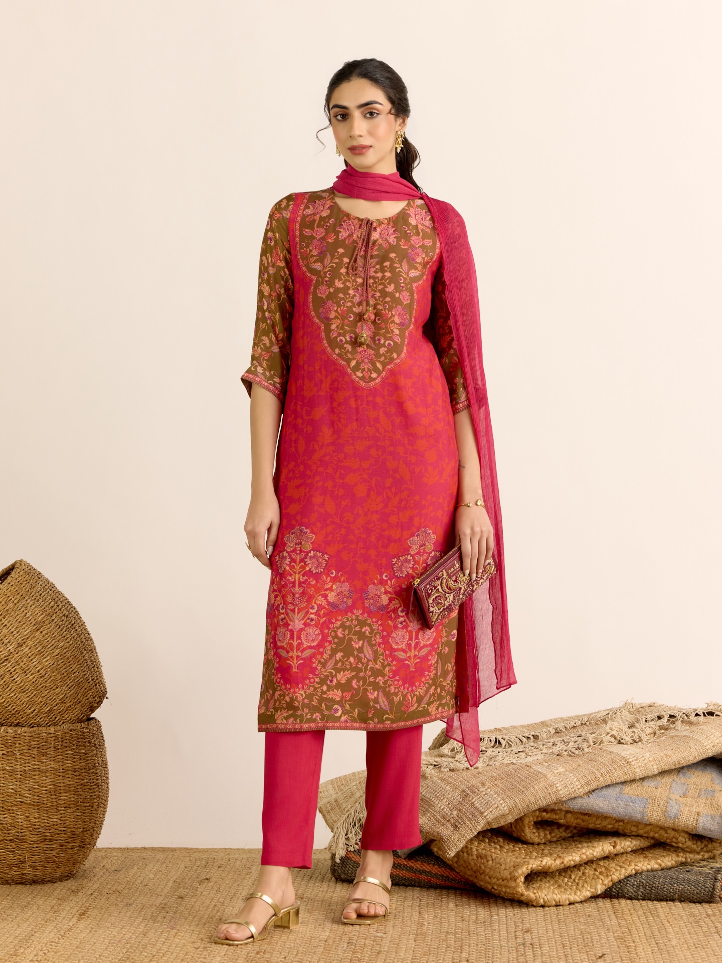 Crimson Red Jaslin Suit Set