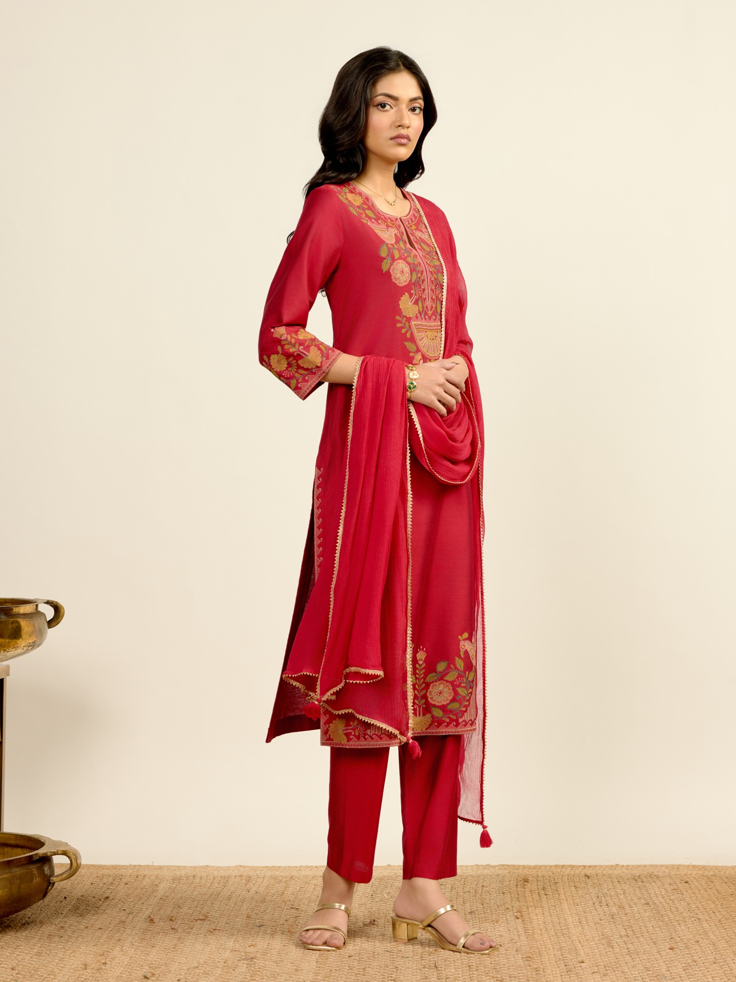 Red Arpana Solid Suit Set