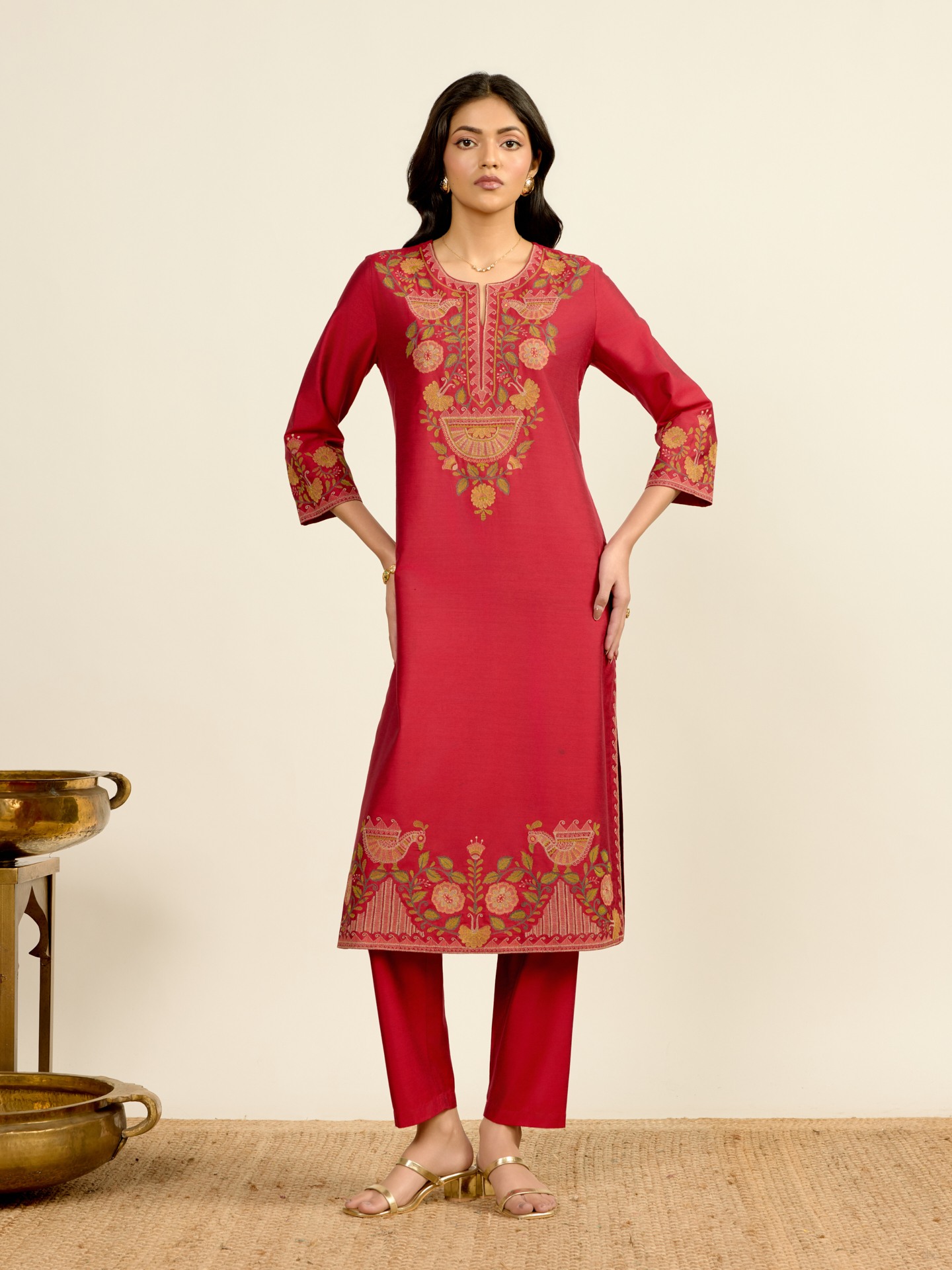 Red Arpana Solid Suit Set