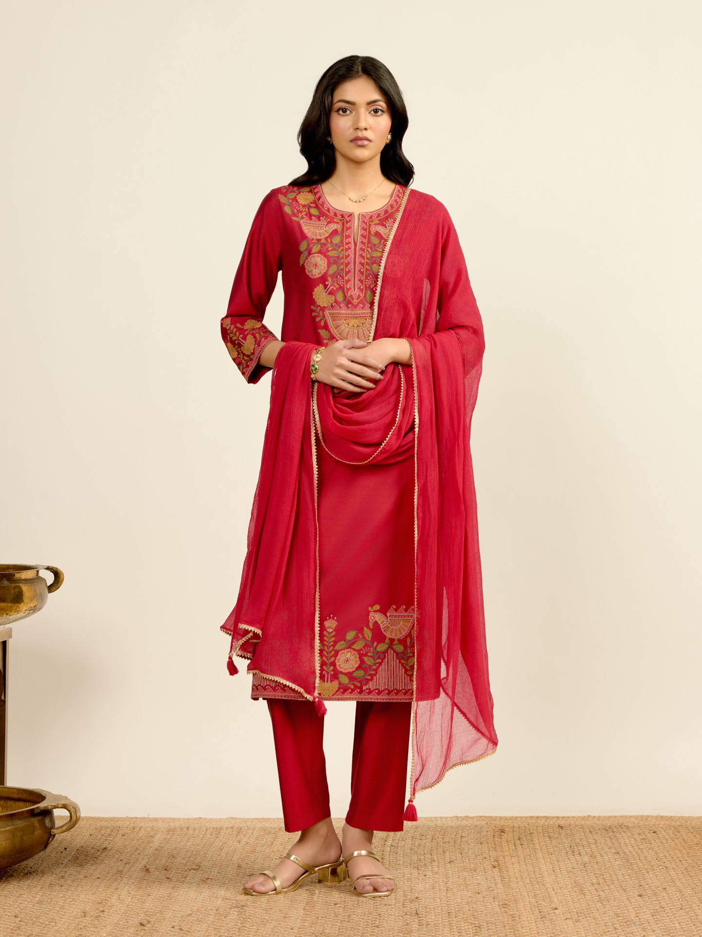 Red Arpana Solid Suit Set