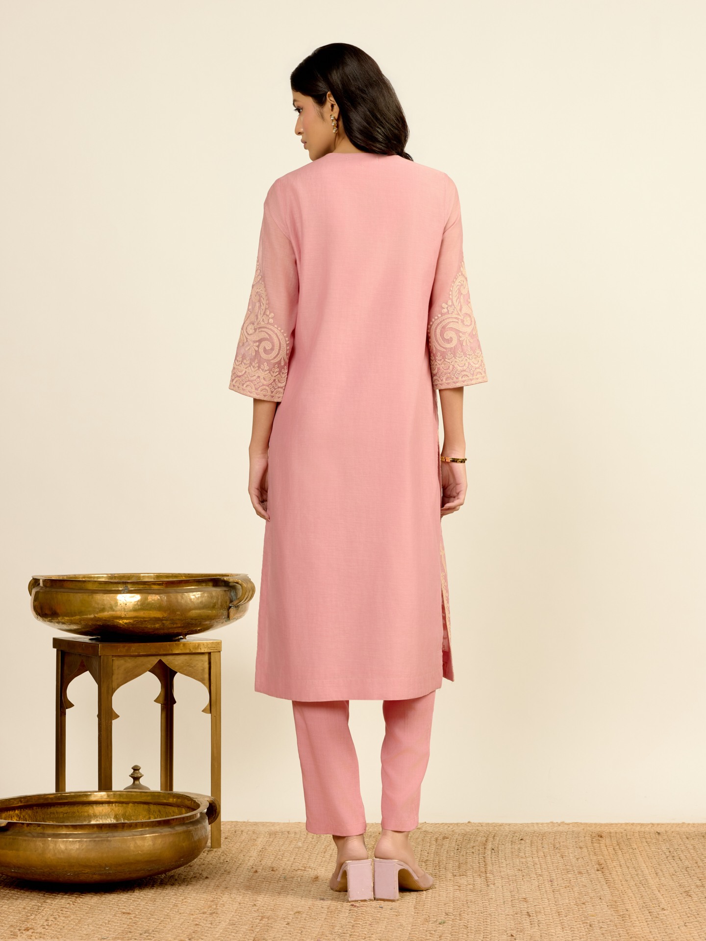 Blush Pink Nilambiri Solid Suit Set
