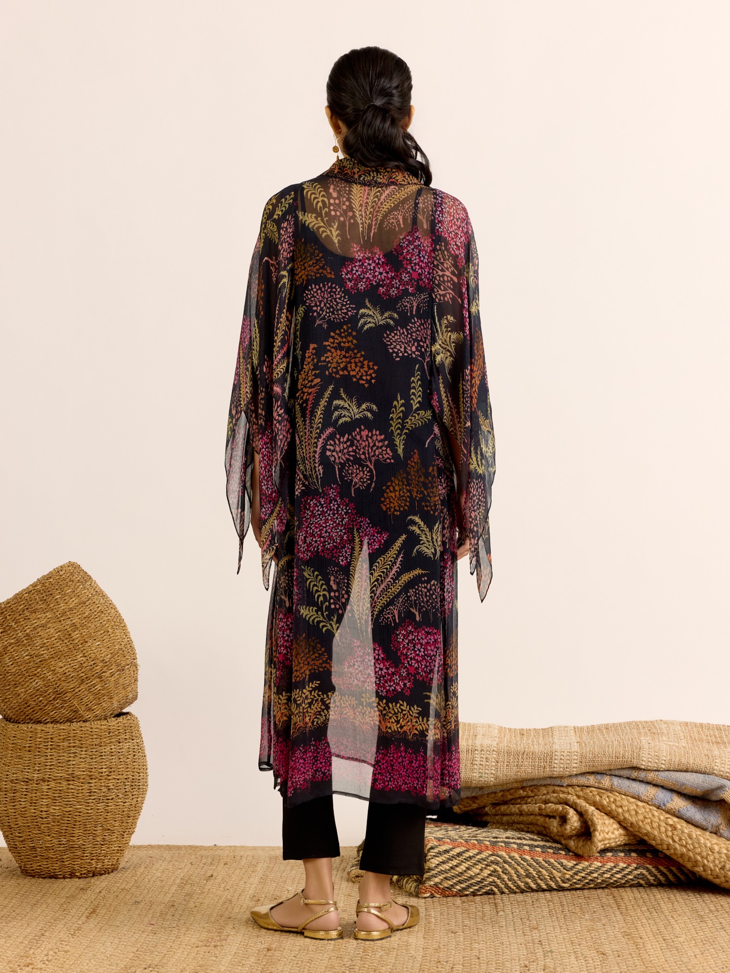 Black Palm Tree Kurta