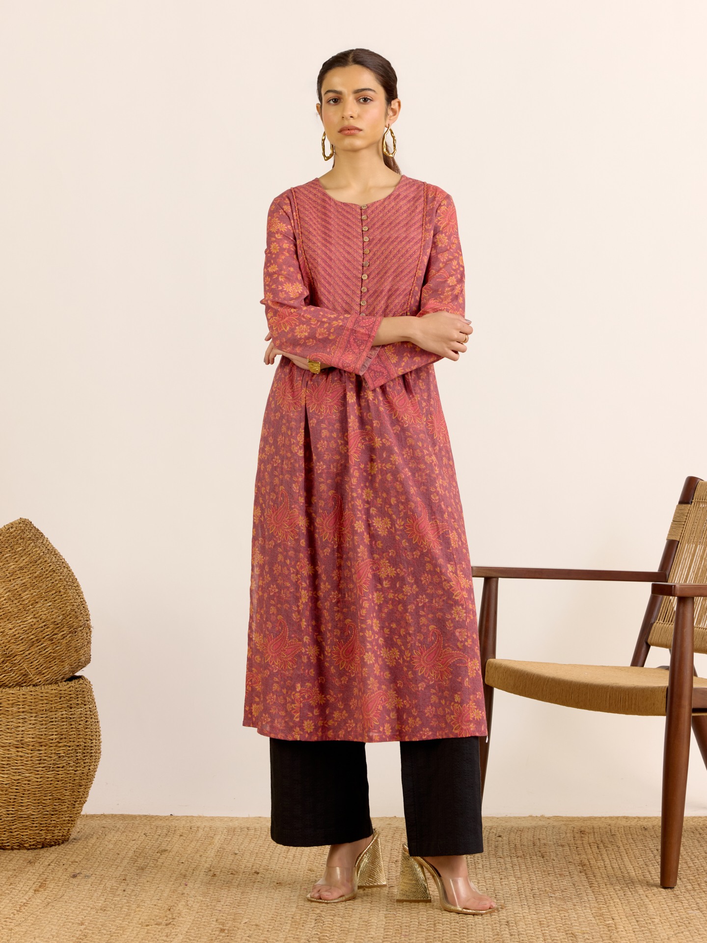 Peach Reeva Kurta