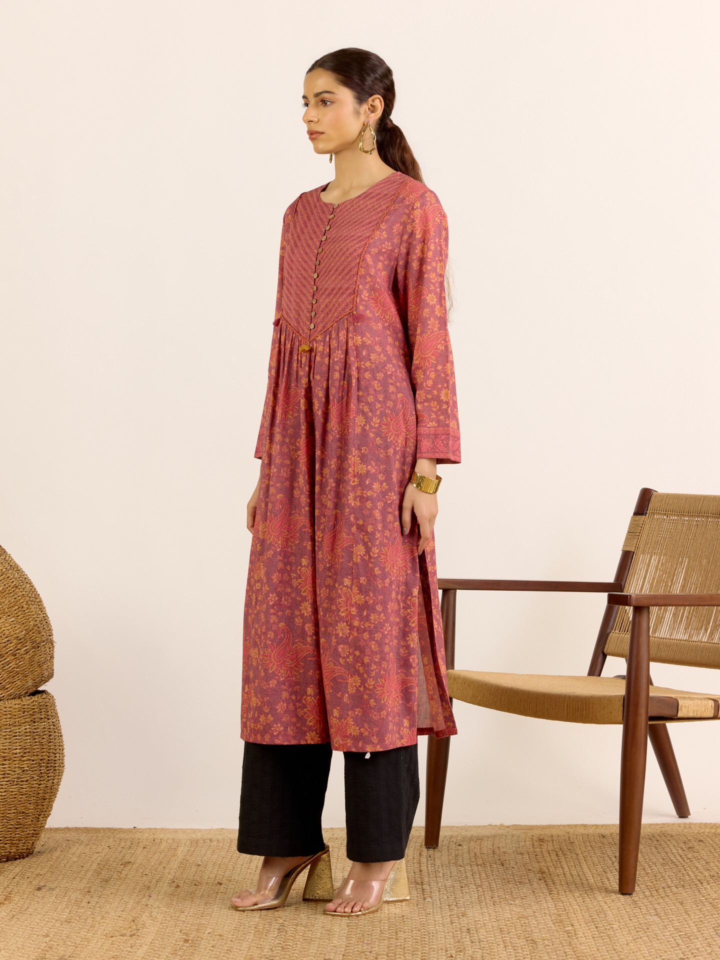 Peach Reeva Kurta
