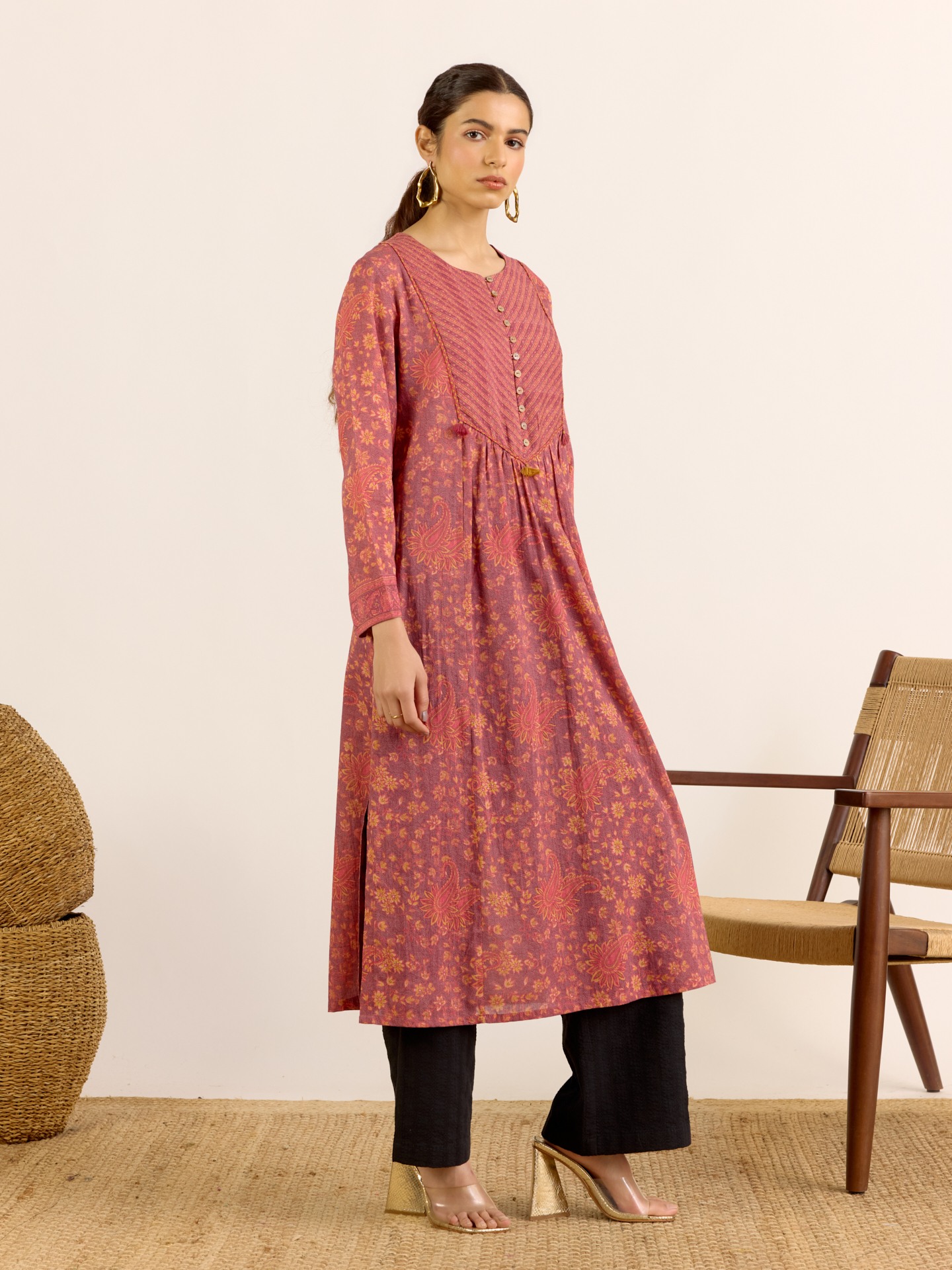 Peach Reeva Kurta