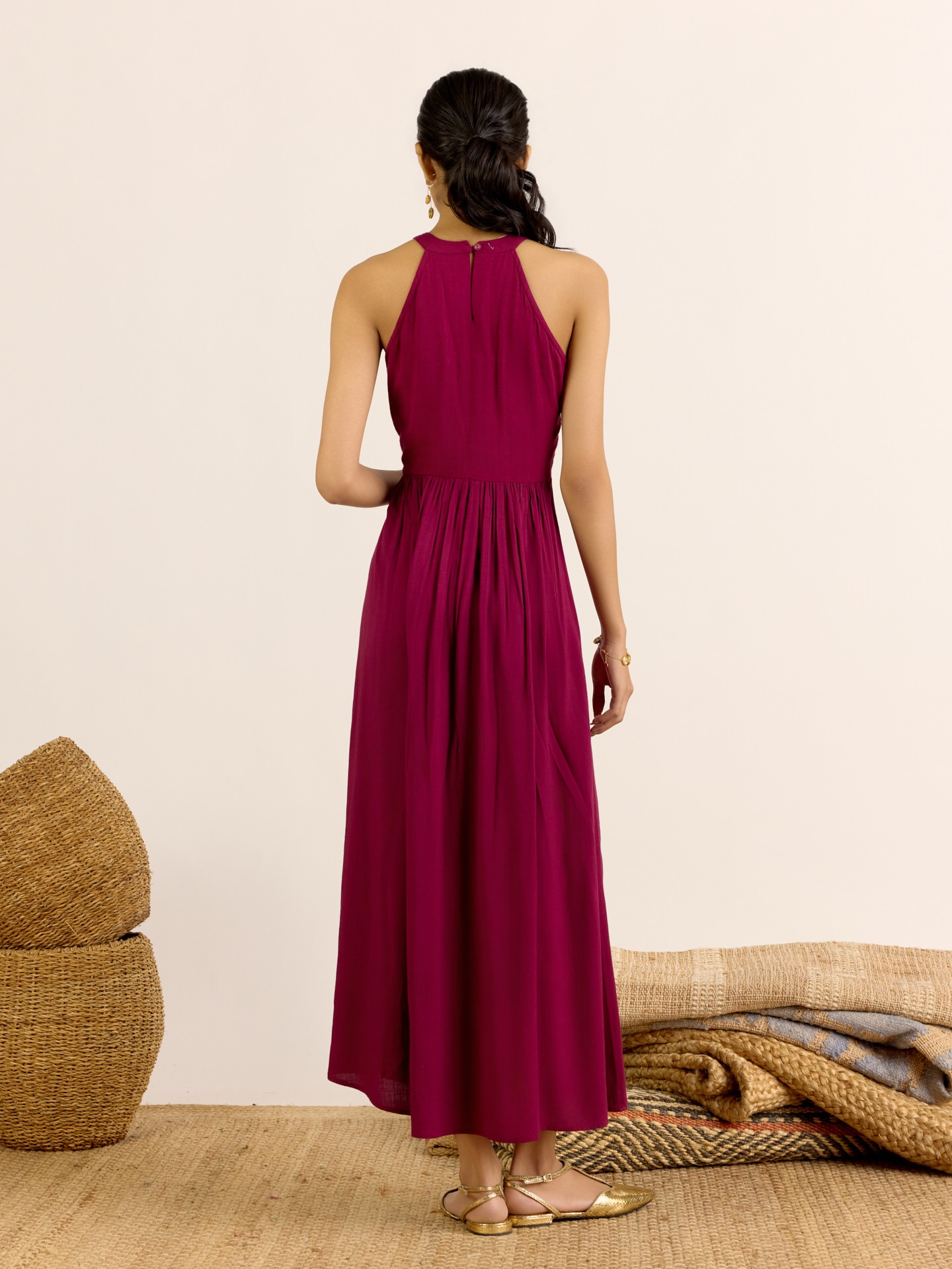 Purple Maya Solid  Long Dress