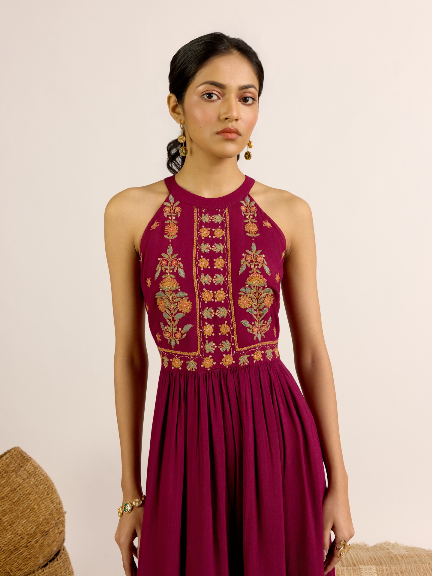Purple Maya Solid  Long Dress