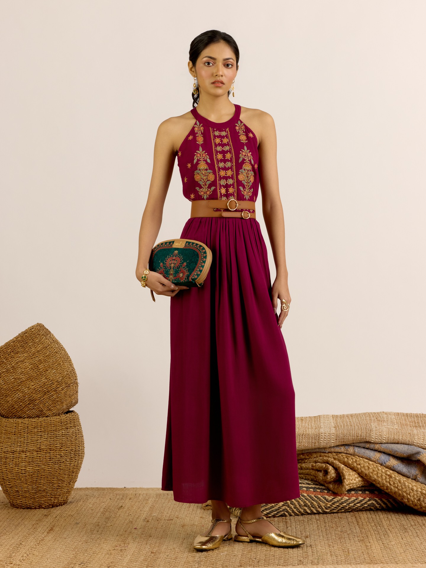 Purple Maya Solid  Long Dress