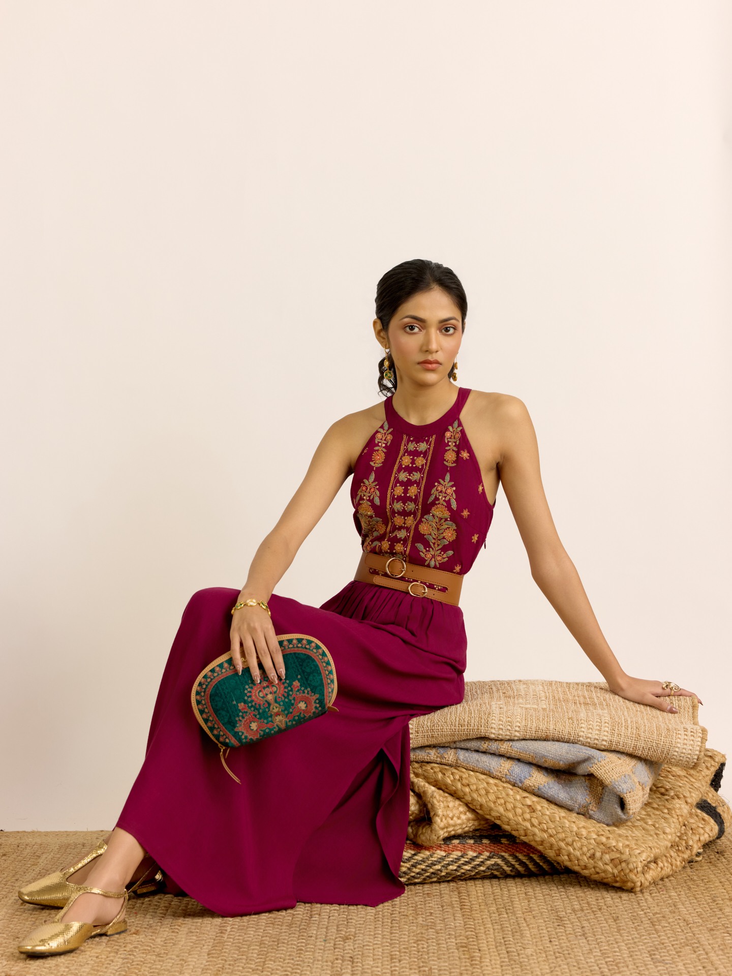 Purple Maya Solid  Long Dress