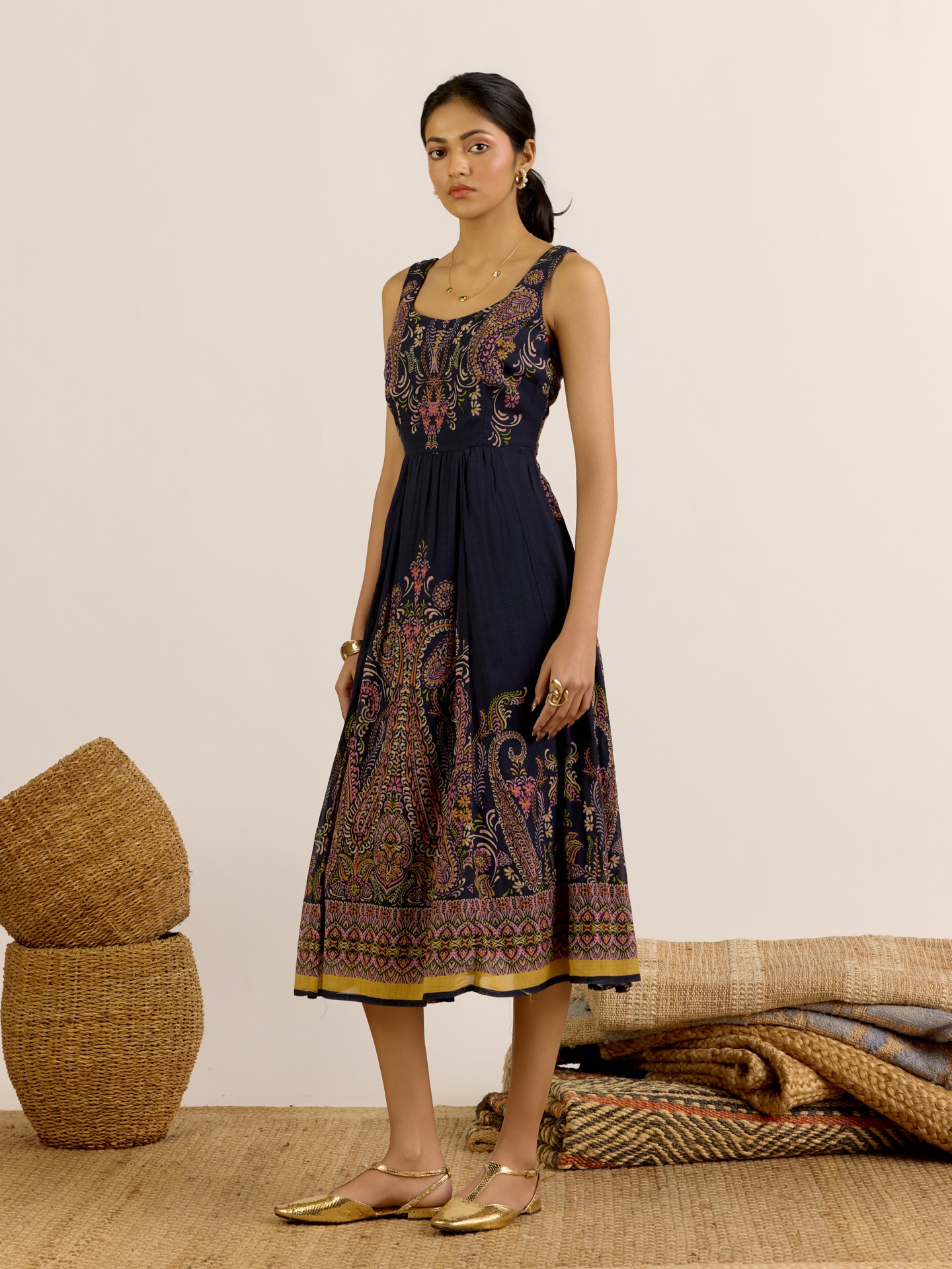 Black Unnati Midi Dress
