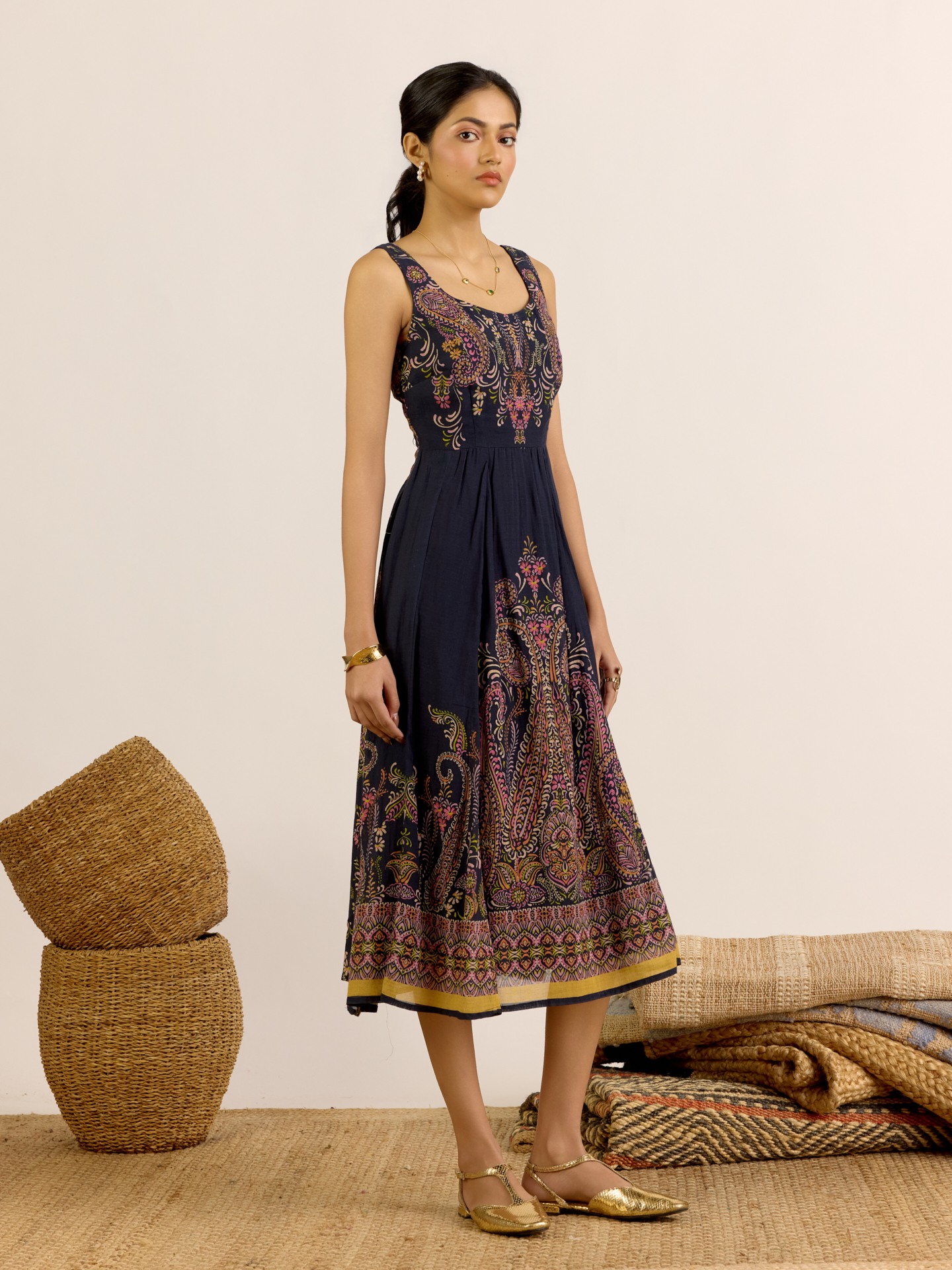 Black Unnati Midi Dress