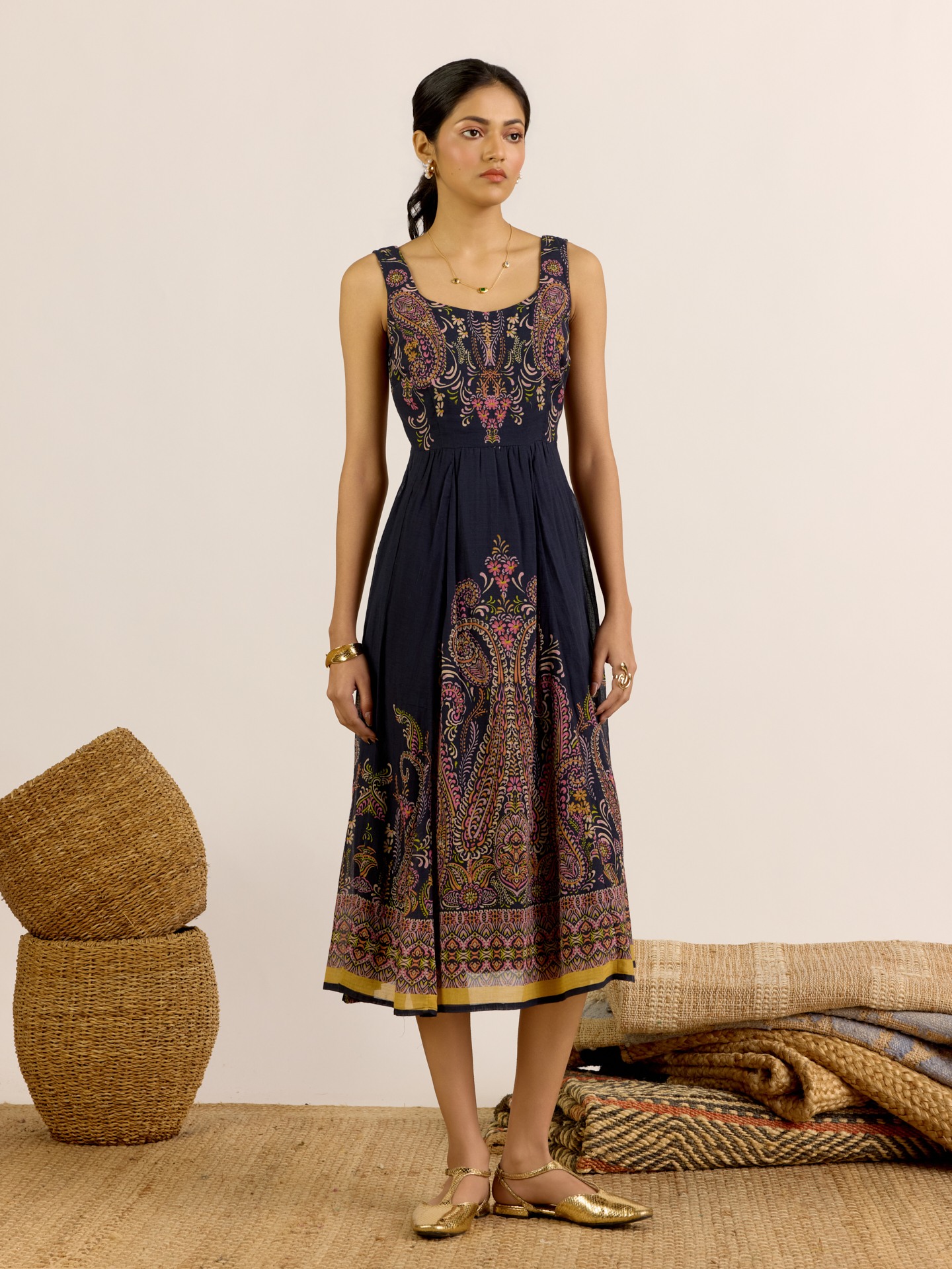 Black Unnati Midi Dress