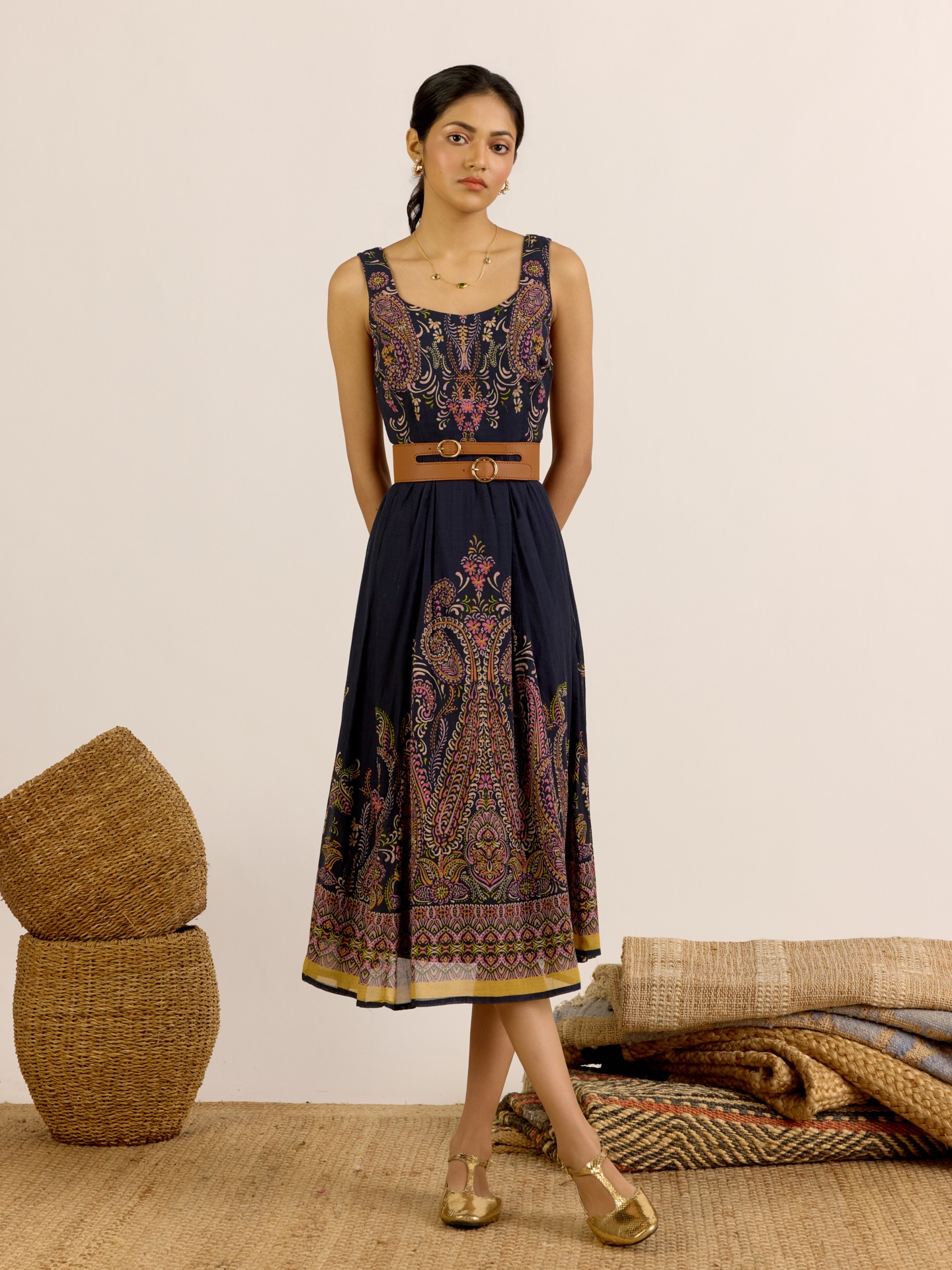 Black Unnati Midi Dress