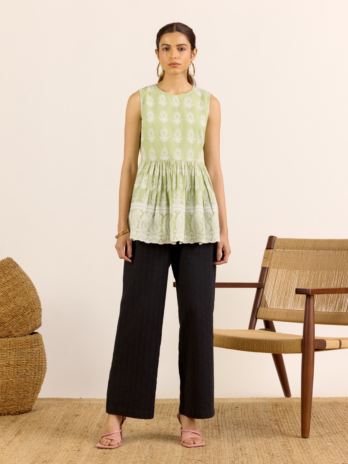 Sage Green Kishwar Festive Short Top