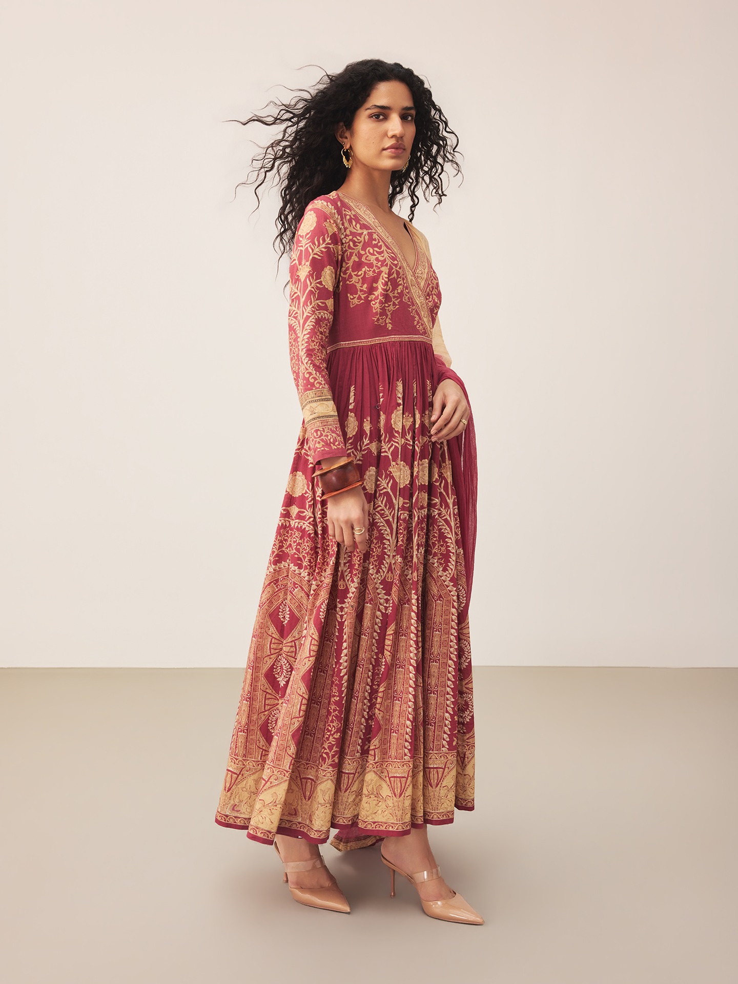 Maroon Pattachitra Suit Set