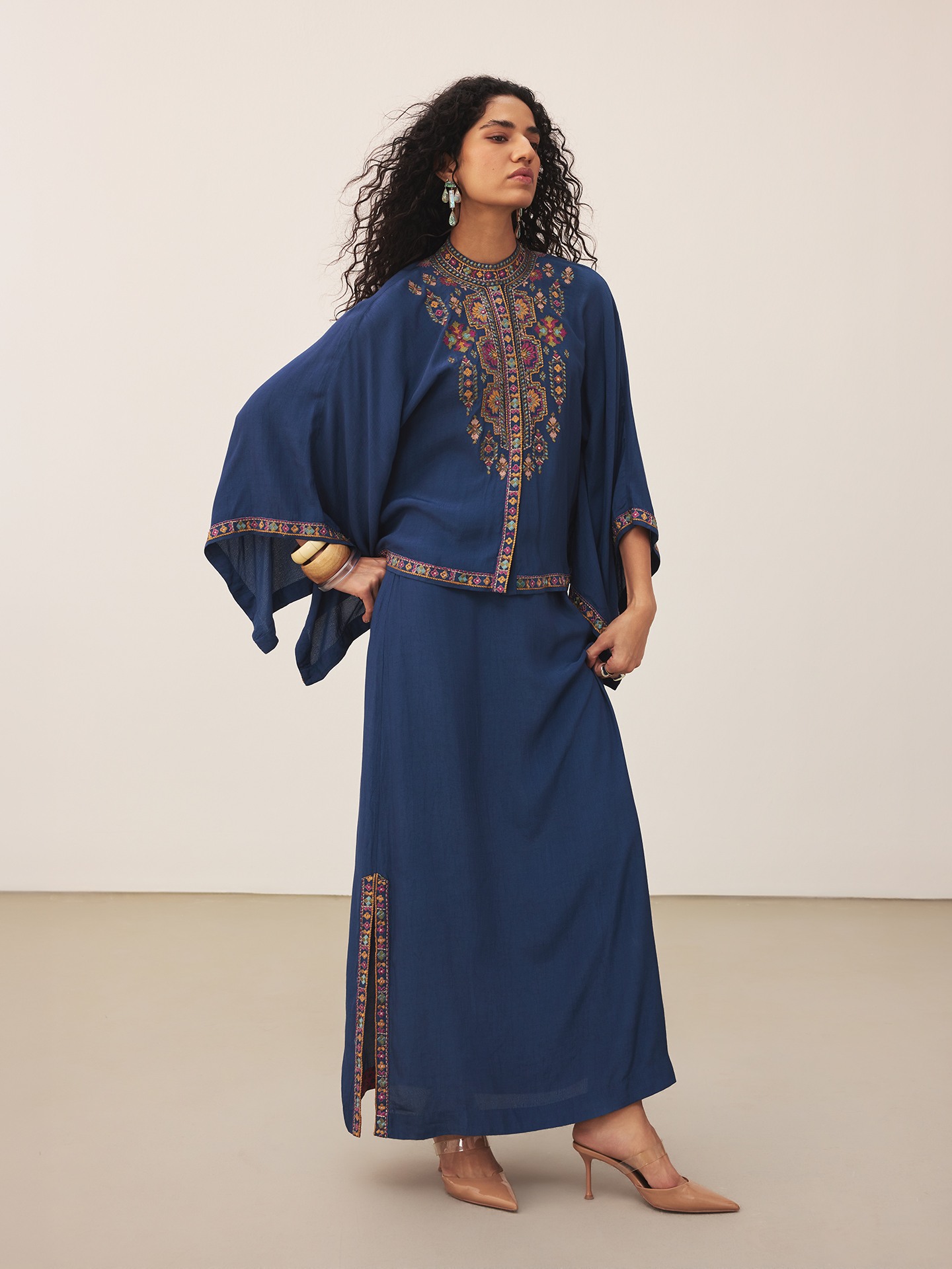 Blue Lara Embroidery Cord Set