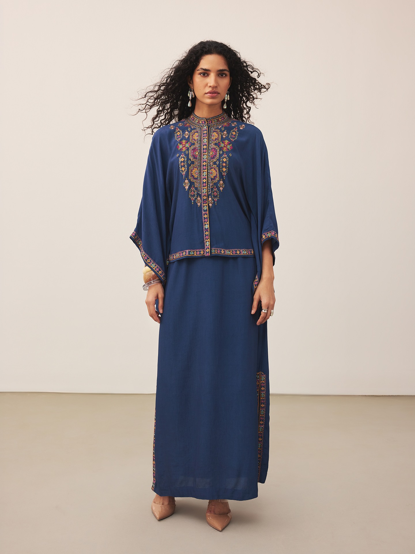 Blue Lara Embroidery Cord Set