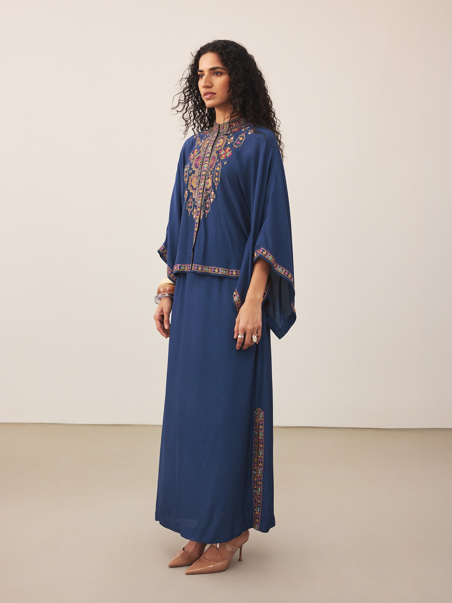 Blue Lara Embroidery Cord Set