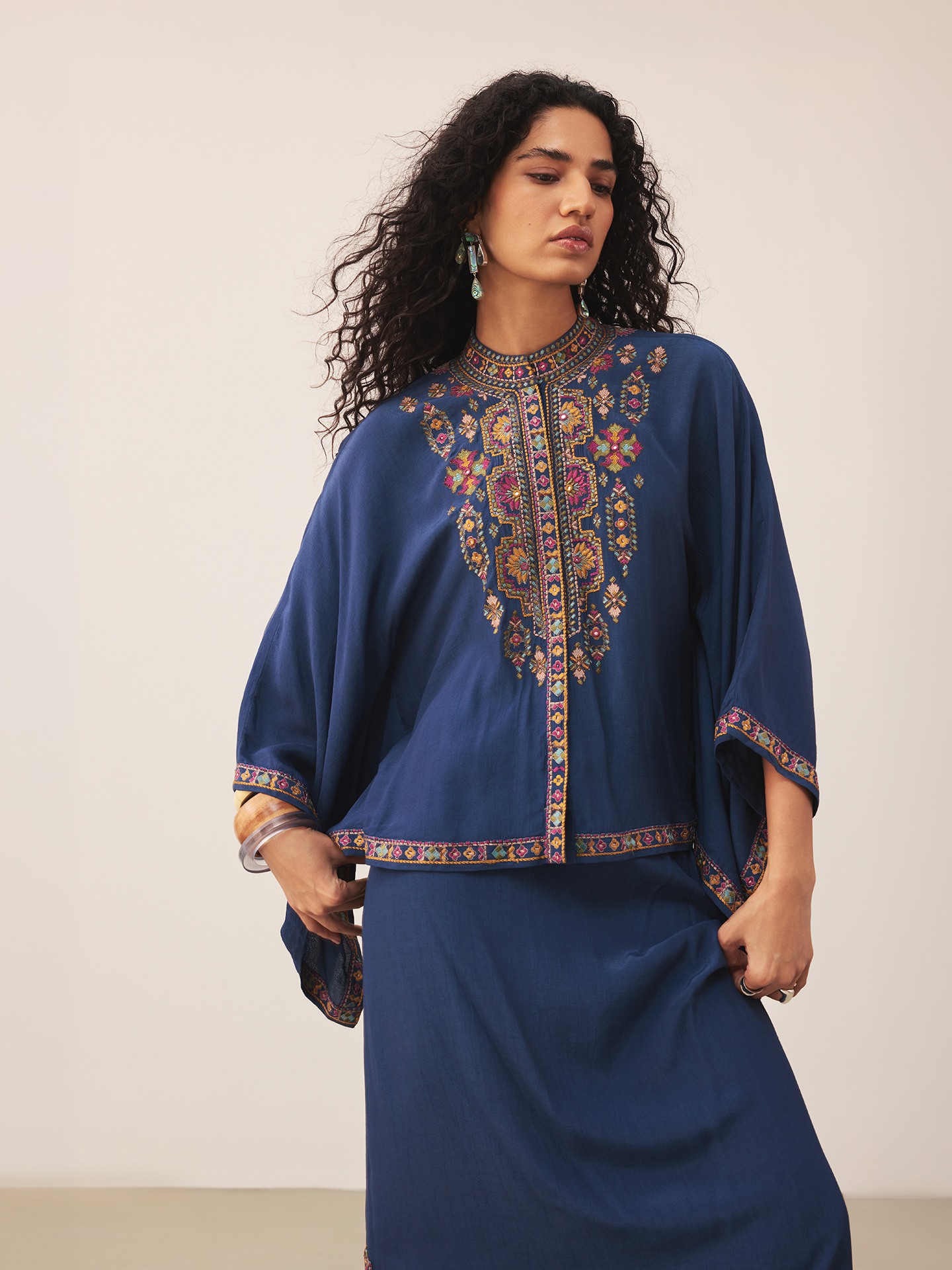 Blue Lara Embroidery Cord Set