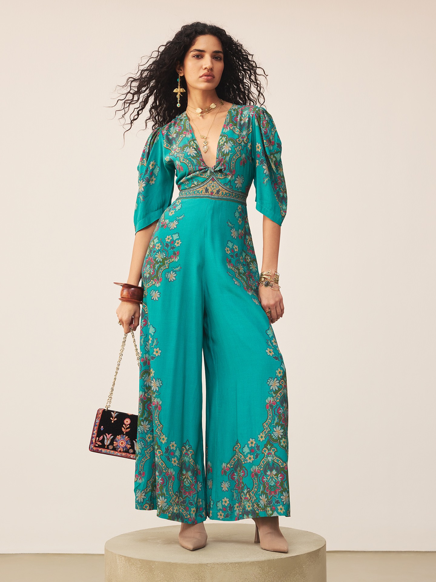 Teal Yukta Jump Suit