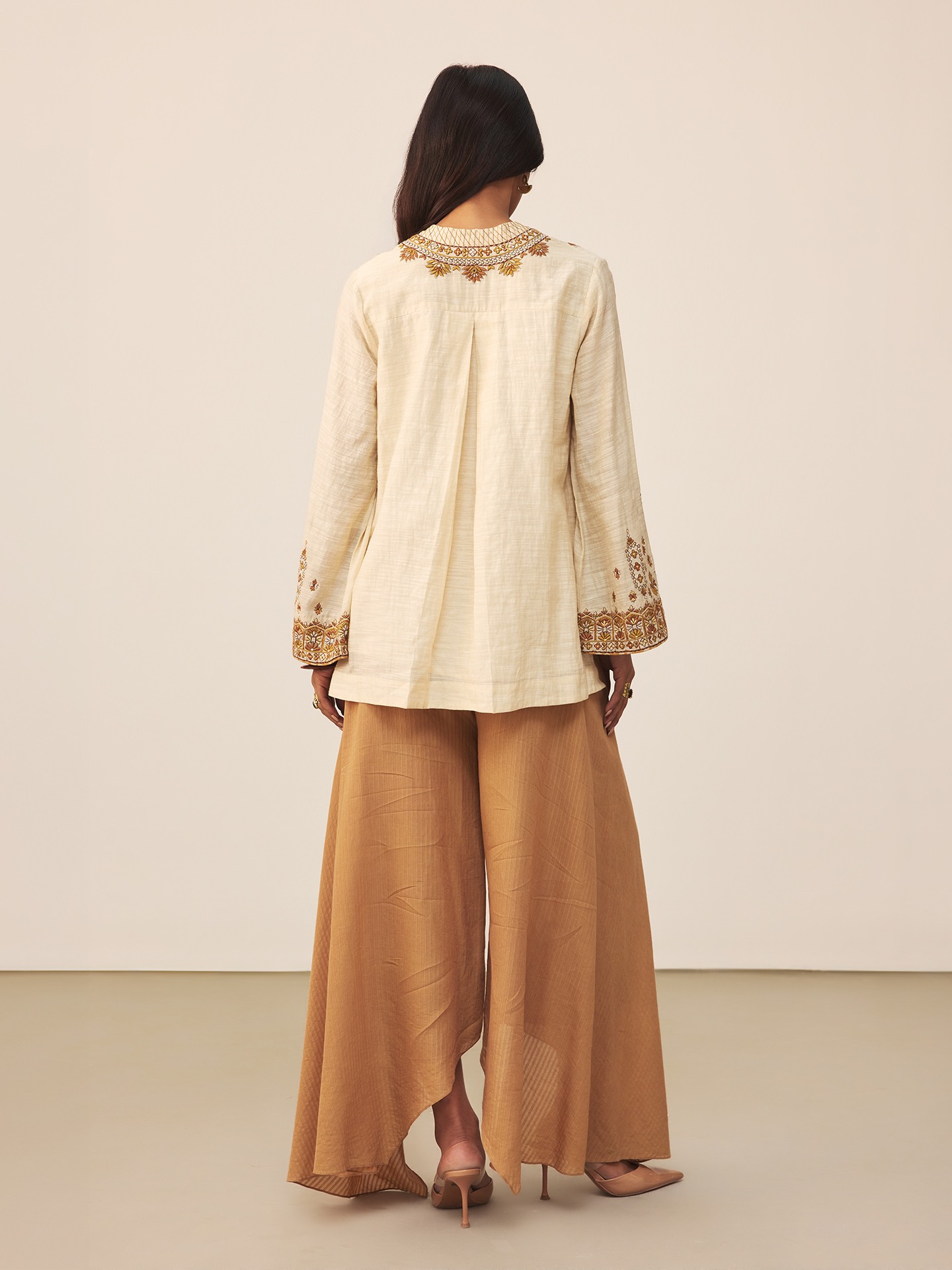 Beige Lara Embroidery Kurti