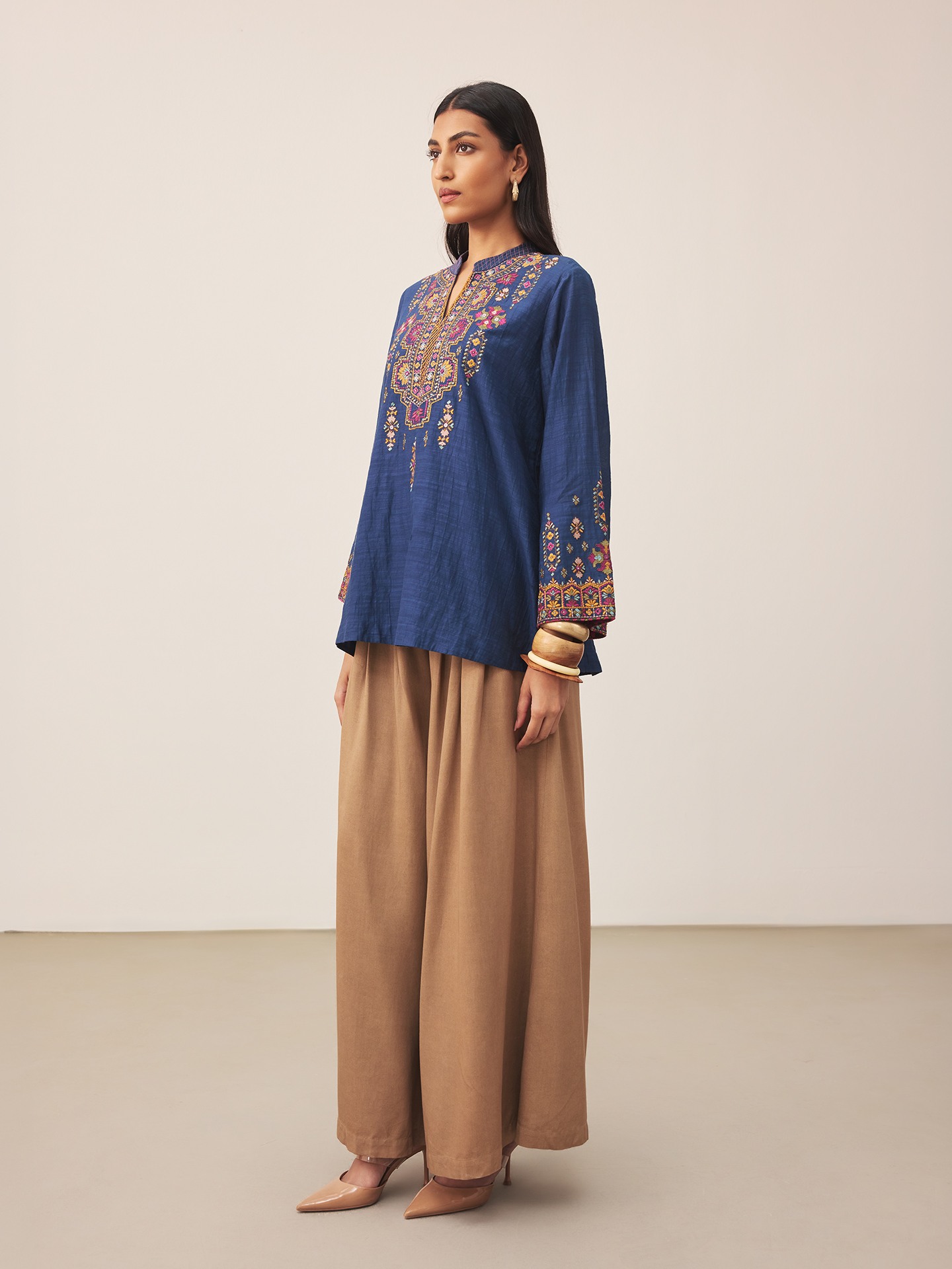 Blue Lara Embroidery Kurti