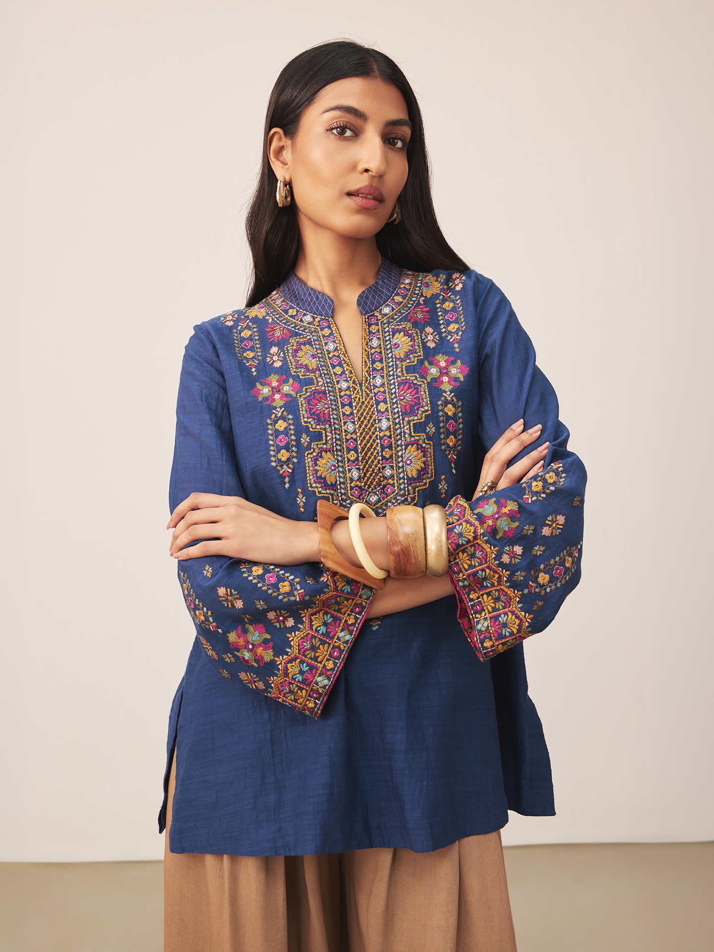 Blue Lara Embroidery Kurti