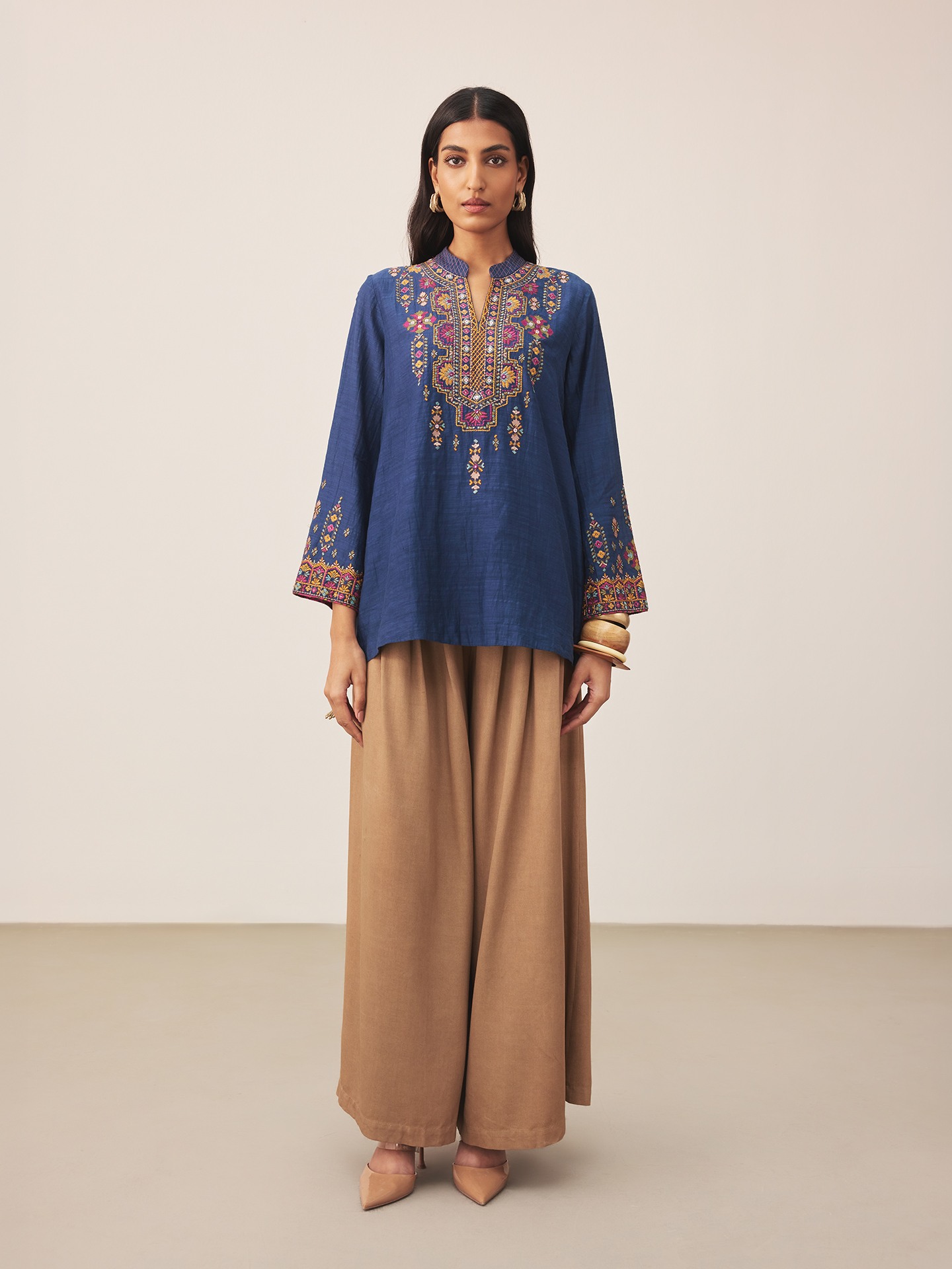 Blue Lara Embroidery Kurti