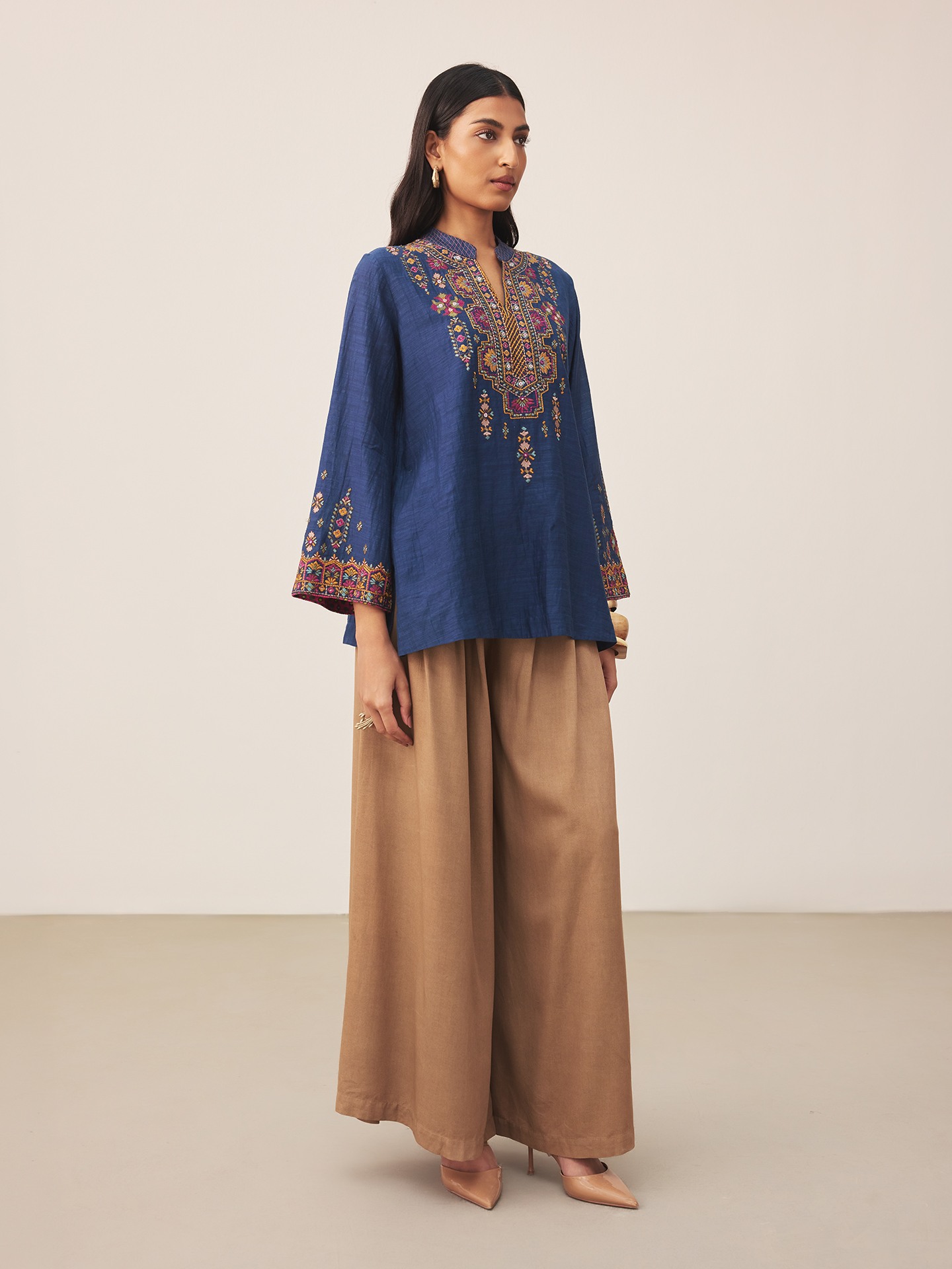 Blue Lara Embroidery Kurti