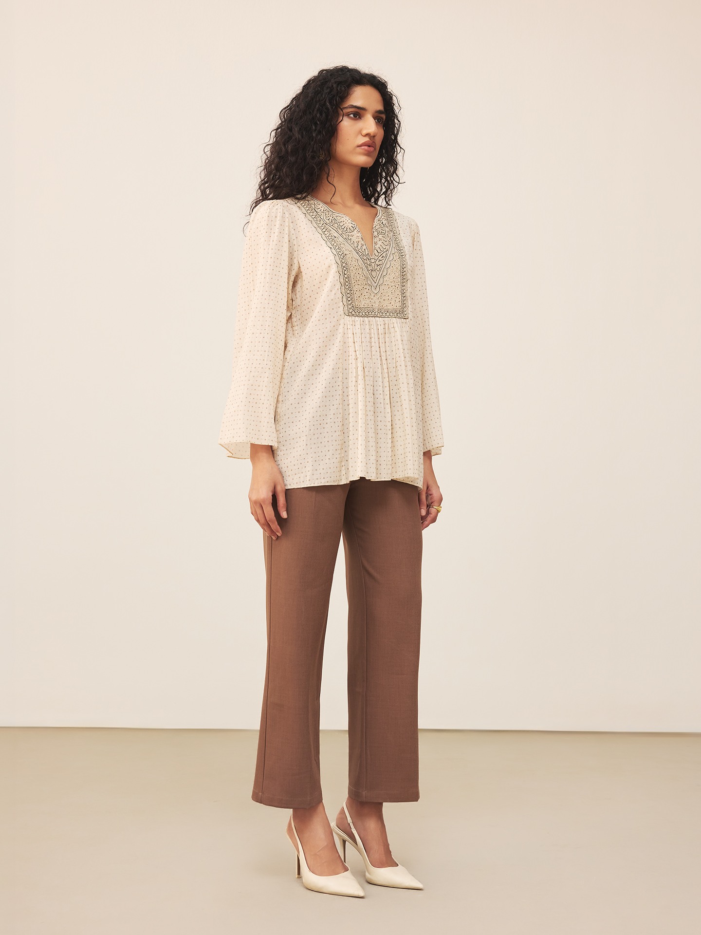Ecru Akshara Kurti