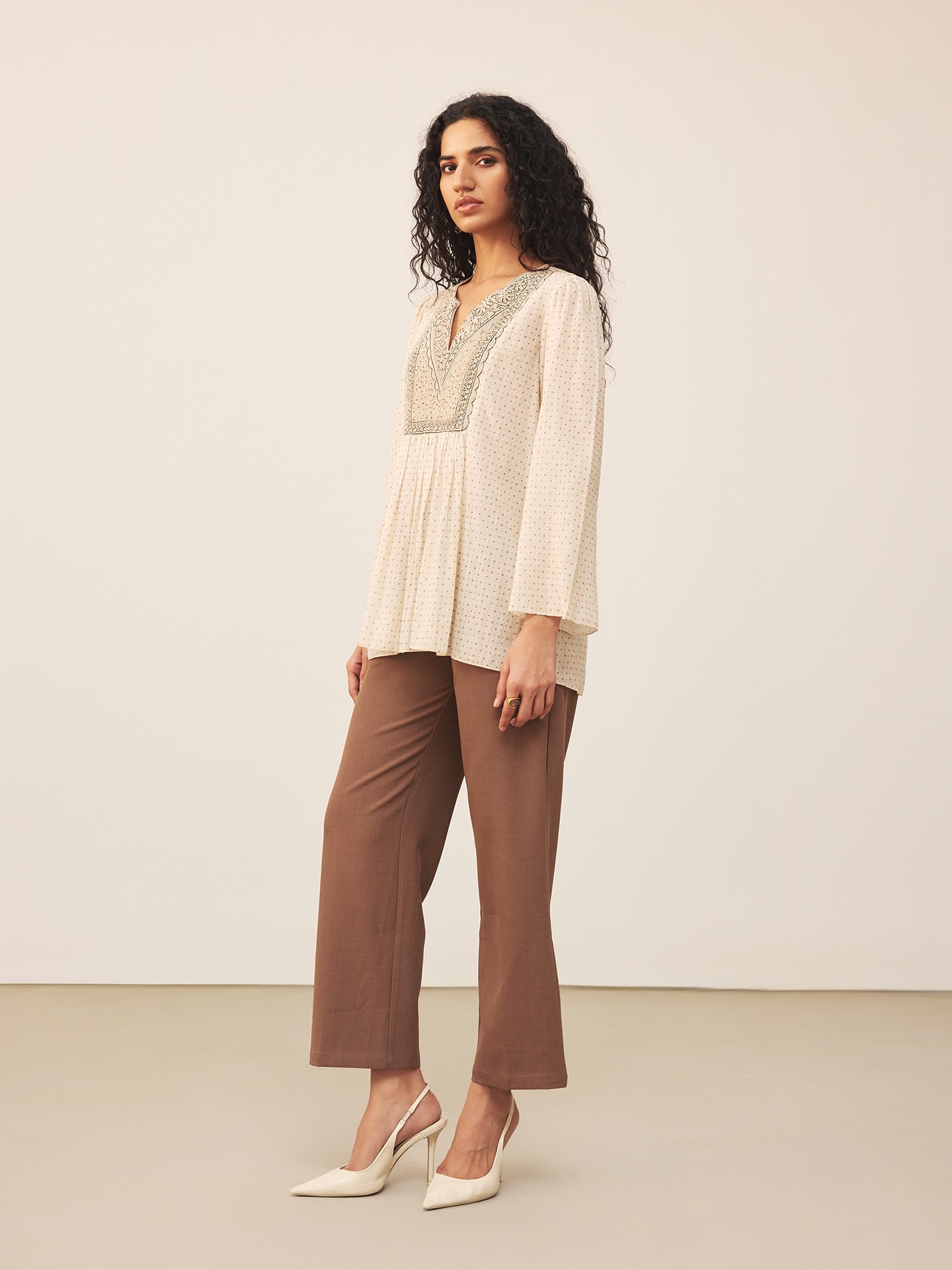 Ecru Akshara Kurti