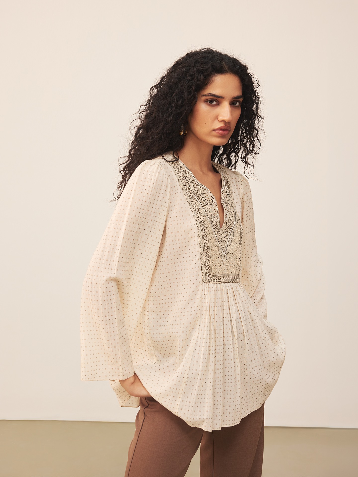 Ecru Akshara Kurti