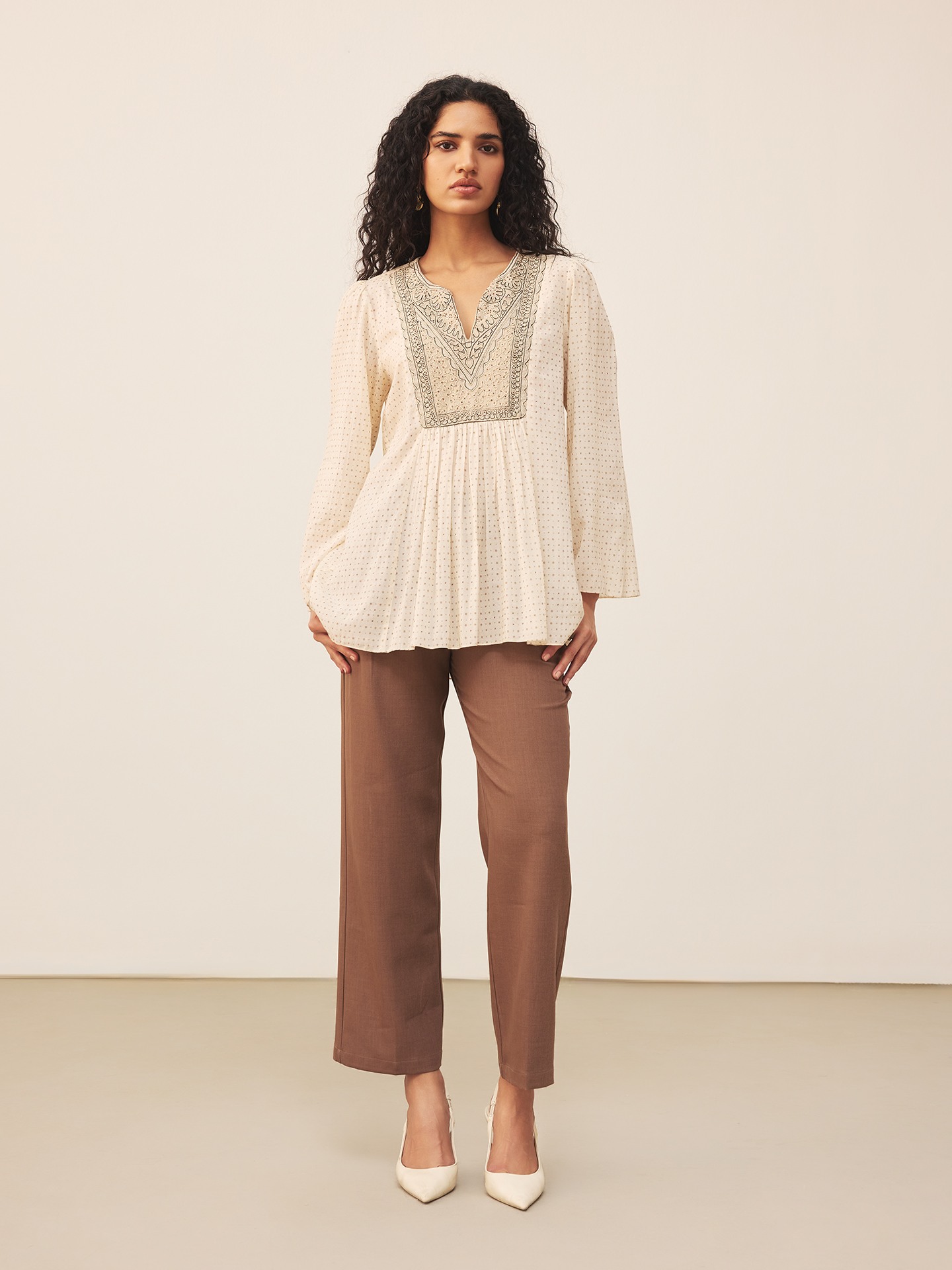 Ecru Akshara Kurti