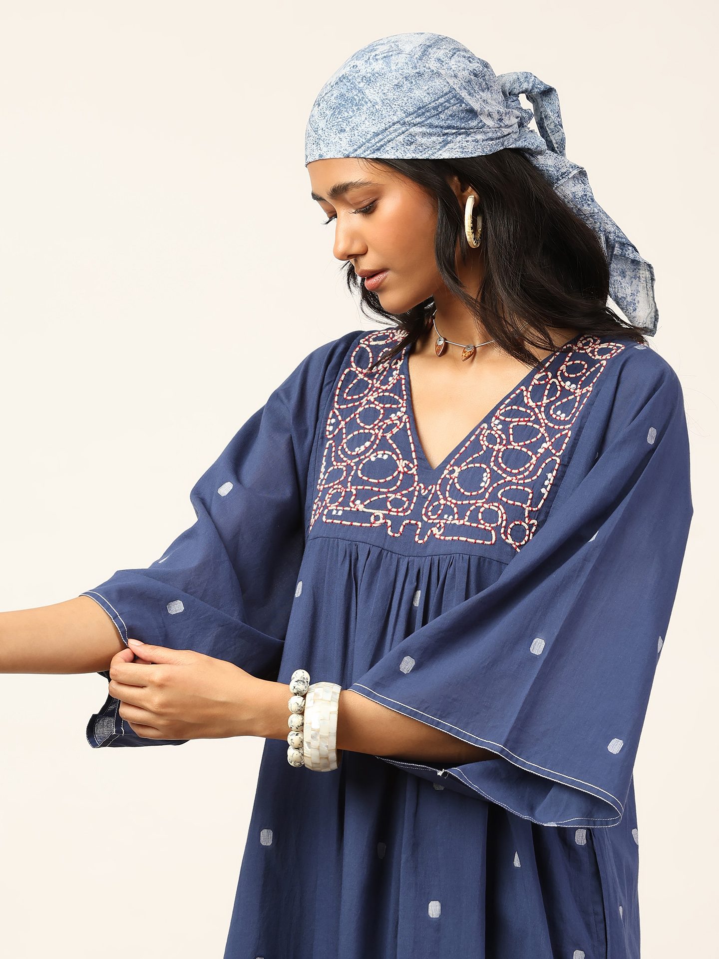 Blue Meander Long Dress