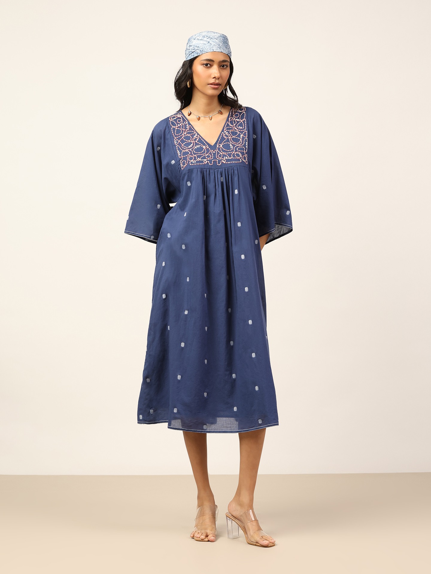 Blue Meander Long Dress